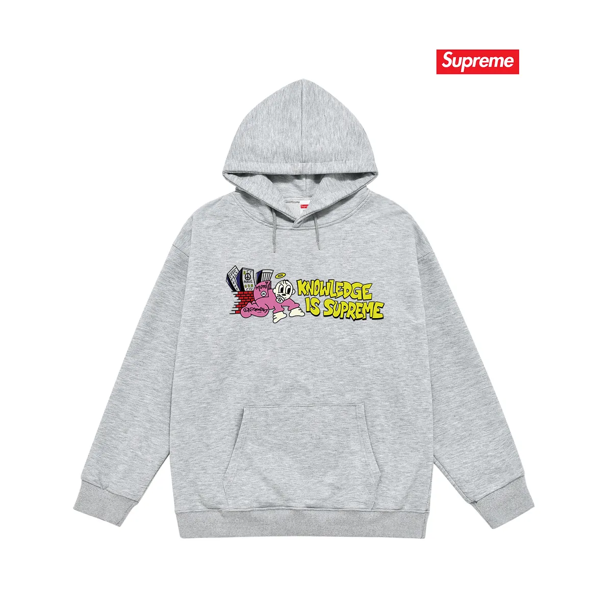Style number S2027 #terry P160💰 Velvet P170💰 Supreme SS22 Week 1 Knowledge Tee hooded sweatshirt Made of 400g large terry 430g silver fox velvet (drop shoulder large version) fabric, soft texture and no pilling Imported environmentally friendly printing glue The pattern is bright and three-dimensional Quality 💥Same style for men and women The upper body is fashionable Color: black white gray Size: S M L XL XXL