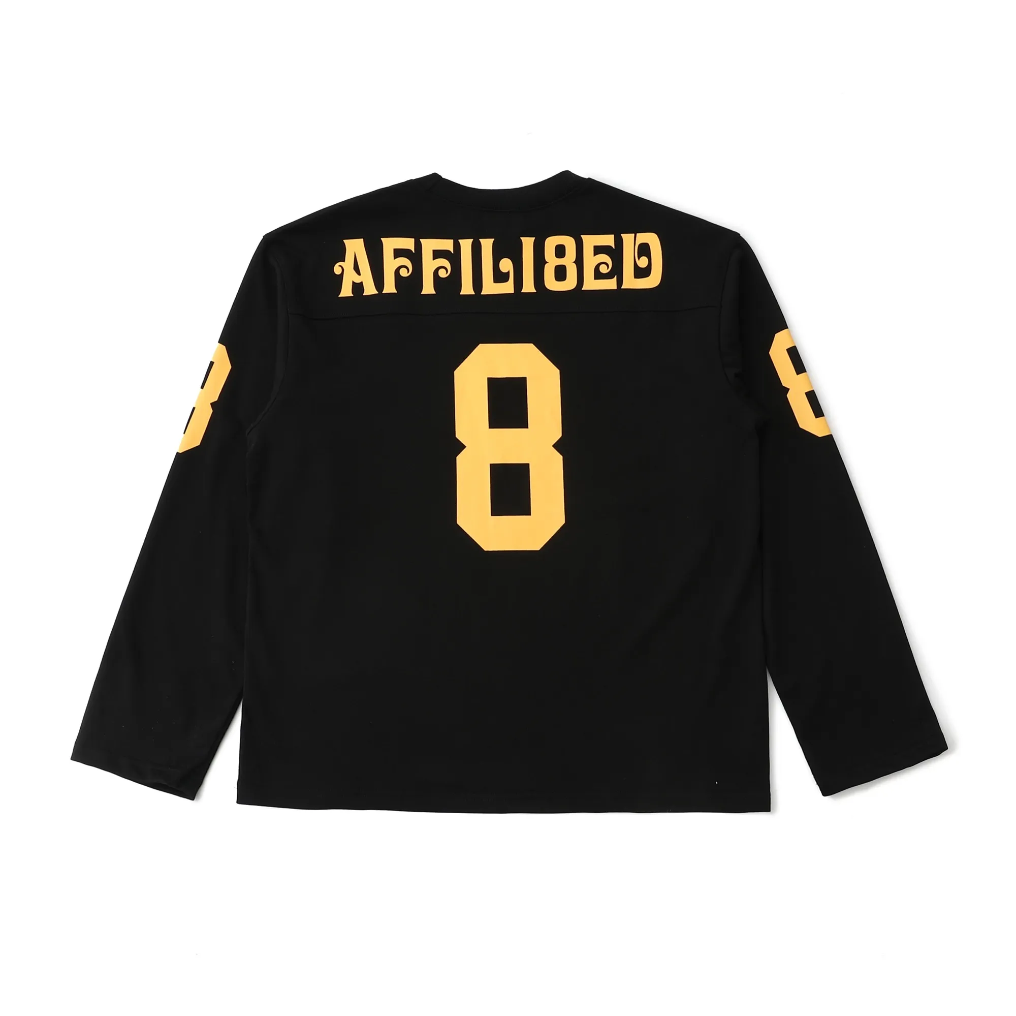 S624💰P230 SUPREME SS25 AFFILIATED L/S FOOTBALL TOP American size 8 Sanskrit font long-sleeved T-shirt Original quality, consistent details, knitted fabric, non-cotton fabric, good feel Color: black white Size: S M L XL (172 120 wear S) S Bust 55 Length 66 Shoulder width 47 Sleeve length 57 M Chest 57 Dress length 68 Shoulder width 48 Sleeve length 58 L Chest 59 Dress length 70 Shoulder width 49 Sleeve length 59 XL Chest 62 Dress length 72 Shoulder width 50 Sleeve length 60
