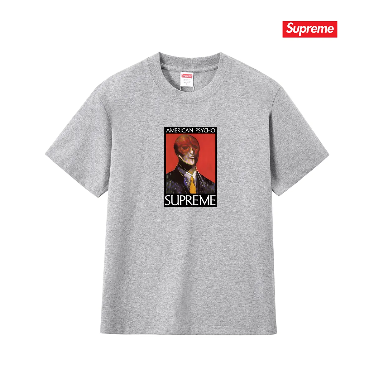 S209 P110💰 SupFW23 WEEK7 AMERICAN PSYCHO TEE letter character pattern round neck short-sleeved T-shirt. Loose fit. Made of 260g combed cotton double yarn. From fabrics to accessories, all three standards are complete and follow ZP. Imported Matsui company's slurry printing will never crack. The whole piece adopts three-needle five-thread technology. The neckline-shoulder seam-sleeve seam is double-lined, which looks more three-dimensional and textured.) The same process as the original version, classic version Feel free to compare zp. The whole piece adopts three-needle five-thread craftsmanship (neckline-shoulder seam-sleeve seam double thread, which looks more three-dimensional and textured). It has the same craftsmanship as the original original, classic version. Color: black, white, light gray, pink, navy. Size: S M L XL XXL