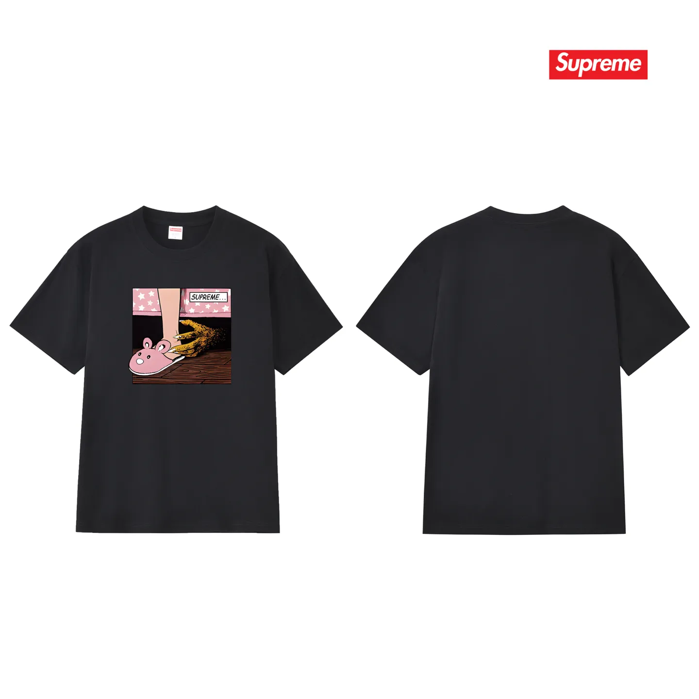 S202 P110💰 Summer sup European and American trendy brand new men and women couple T-shirt pattern casual co-branded pure cotton print short-sleeved loose and loose version. Made of 260g combed cotton double yarn. From fabric to accessories, all three standards are complete and follow ZP. Imported Matsui company slurry printing will never crack. The whole piece adopts three-needle five-thread process. The neckline-shoulder seam-sleeve seam is double-lined, which looks more three-dimensional and textured.) The same process as the original version, classic version Feel free to compare zp. The whole piece adopts three-needle five-thread craftsmanship (neckline-shoulder seam-sleeve seam double thread, which looks more three-dimensional and textured). It has the same craftsmanship as the original original, classic version. Color: black, white, light gray, pink, navy. Size: S M L XL XXL