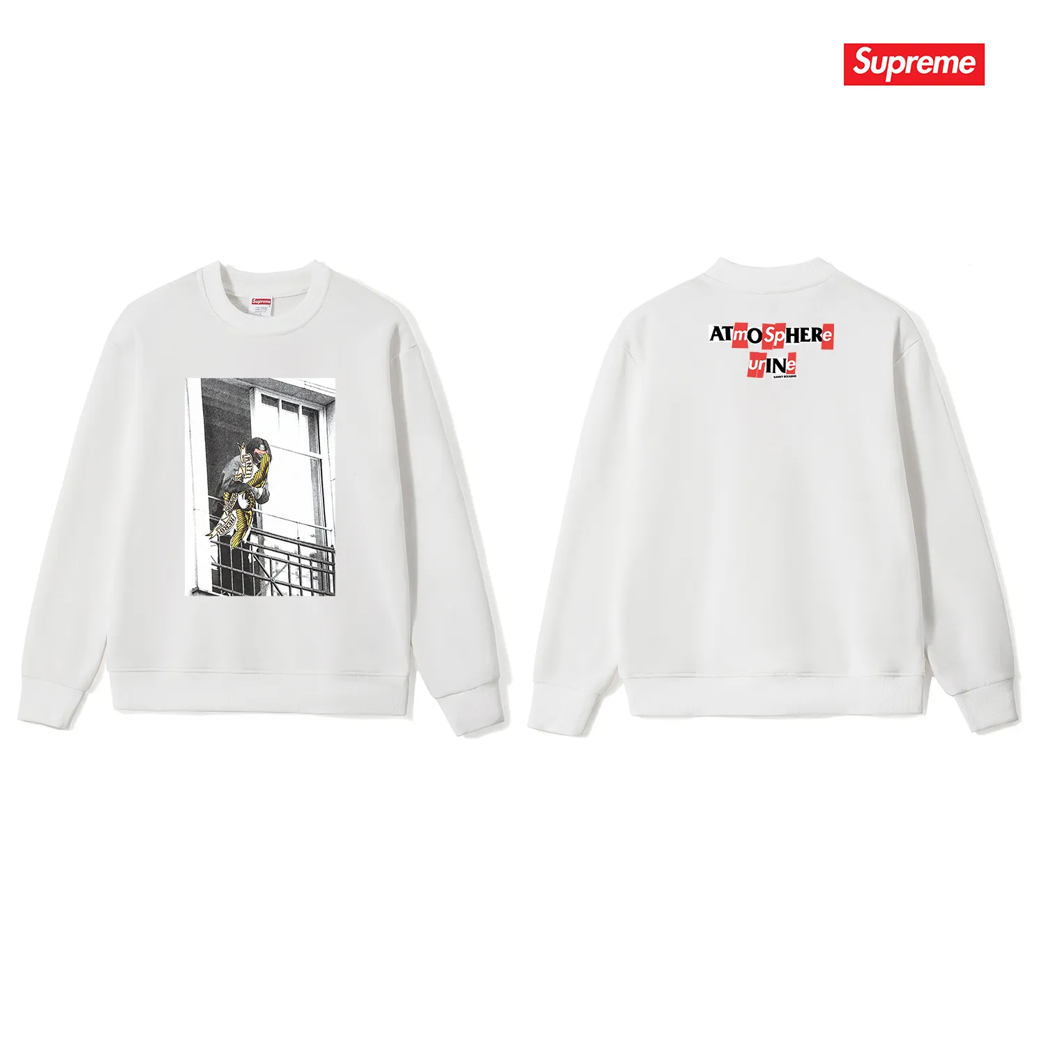 Style No. S1107 #terry p150💰 Velvet 160💰 Supreme Week 14 xANTIHERO Balcony Tee co-branded Michael Jackson balcony character print round neck sweatshirt Made of 400 grams of large terry (drop shoulder large version) fabric, soft texture and no pilling Imported environmentally friendly printing glue The pattern is bright and three-dimensional Quality💥Same style for men and women The upper body is trendy Color: black white gray Size: S M L XL XXL