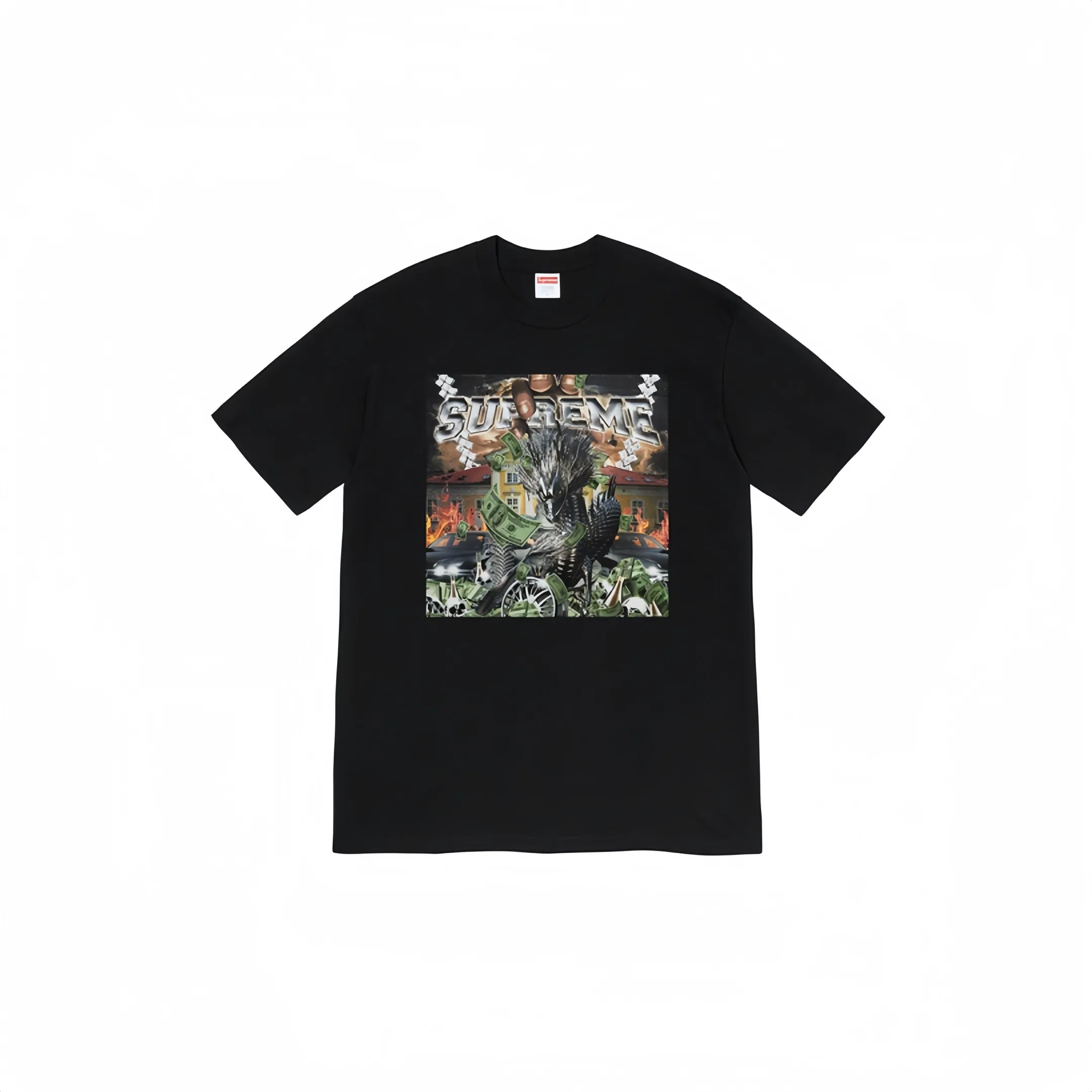 #S22 P110💰 Supreme Week 8 Dragon Tee Mechanical dragon printed round neck short-sleeved T-shirt. The same style for men and women is made of 260g combed cotton double yarn. From fabrics to accessories, all three standards are complete and follow ZP. Imported Matsui company's slurry printing will never crack. The whole piece adopts three-needle five-thread technology. The neckline-shoulder seam-sleeve seam is double-lined, which looks more three-dimensional and textured.) The same process as the original version, classic version Feel free to compare zp. The whole piece adopts three-needle five-thread craftsmanship. The neckline-shoulder seam-sleeve seam is double-threaded, which looks more three-dimensional and textured.) It has the same craftsmanship as the original original, classic version. Color: black, red, pink, gray and white. Size: S M L XL XXL