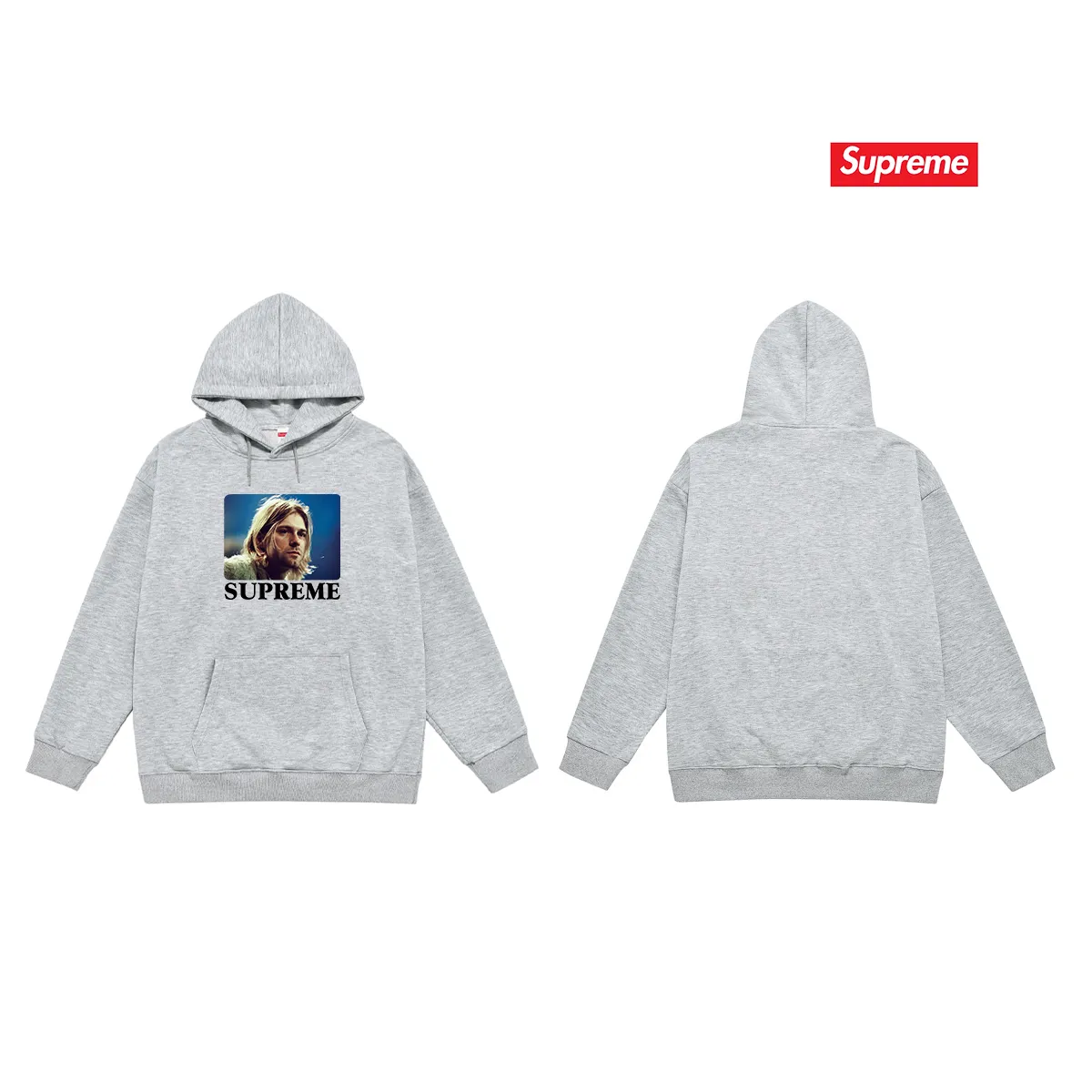 Style No. S2127 #terry P160💰 Velvet P170💰 Supreme SS23 Week1 KURTCOBAINTEE Kurt Cobain printed hooded sweatshirt Made of 400g large terry 430g silver fox velvet (drop shoulder large version) fabric, soft texture and no pilling Imported environmentally friendly printing glue The pattern is bright and three-dimensional Quality 💥Same style for men and women The upper body is trendy Color: black white gray Size: S M L XL XXL