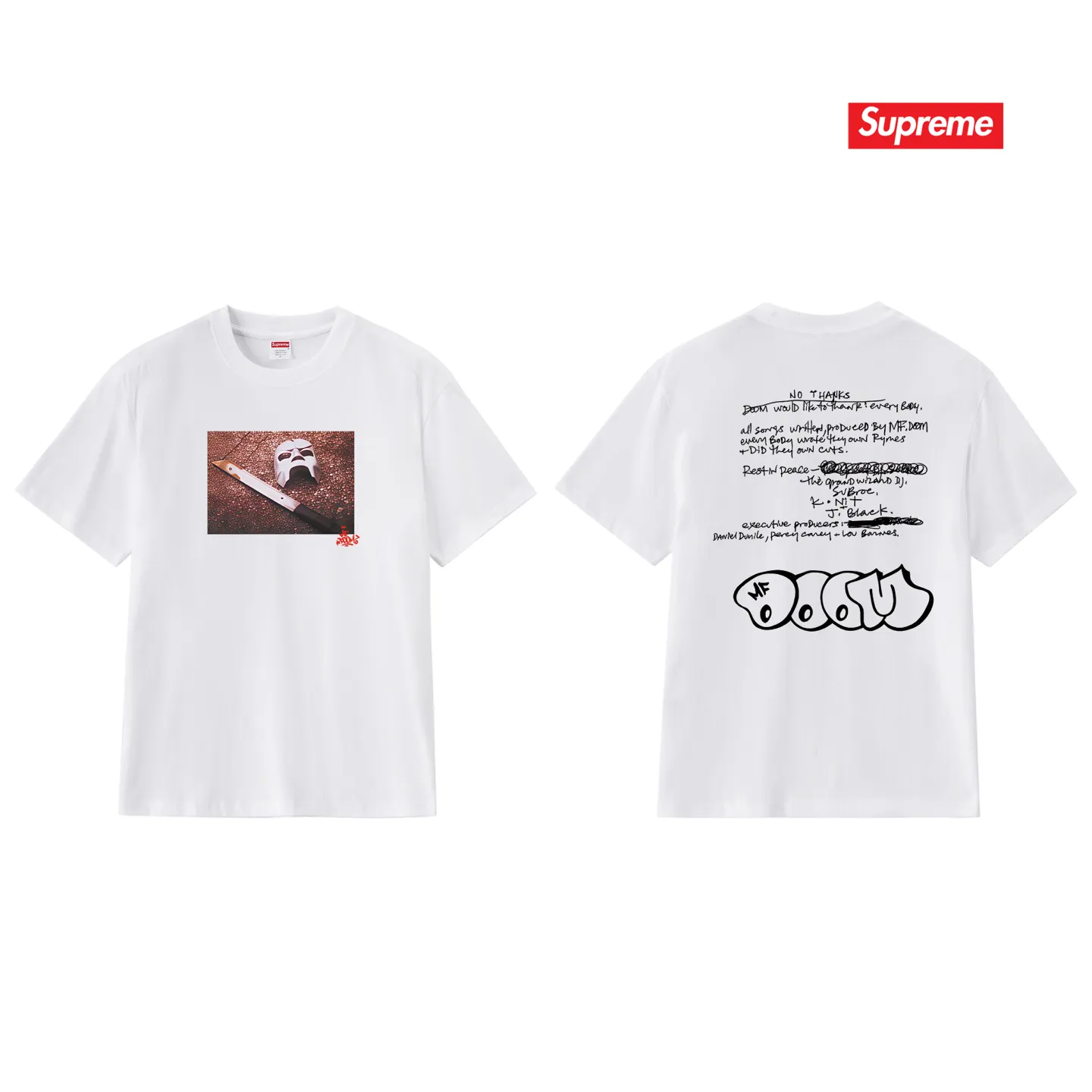S207 P110💰 SupxMFDOOM FW23 mask with handwritten letters printed on the back, pure cotton round neck short-sleeved, same style for men and women. Loose fit. Made of 260g combed cotton double yarn. All three standards are complete from fabrics to accessories. ZP. Imported Matsui company slurry printing will never crack. The whole piece adopts three-needle five-thread technology. The neckline-shoulder seam-sleeve seam is double-lined, which looks more three-dimensional and textured. The same process as the original version, classic version. Feel free to compare zp. The whole piece adopts three-needle five-thread craftsmanship (neckline-shoulder seam-sleeve seam double thread, which looks more three-dimensional and textured). It has the same craftsmanship as the original original, classic version. Color: black, white, light gray, pink, navy. Size: S M L XL XXL