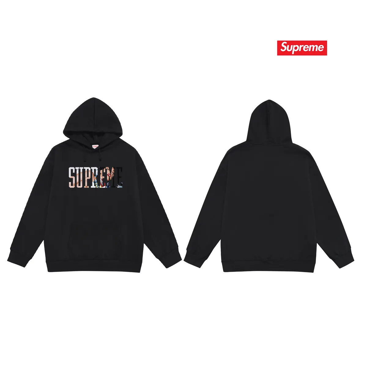 Style No. S2088 #terry P160💰 Velvet P170💰 Supreme FW24 WEEK1 Tera Patrick Tee Classic cotton printed hooded sweatshirt Made of 400g large terry 430g silver fox velvet (drop shoulder large version) fabric, soft texture and no pilling Imported environmentally friendly printing glue The pattern is bright and three-dimensional Quality 💥Same style for men and women The upper body is trendy Color: black white Gray Size: S M L XL XXL