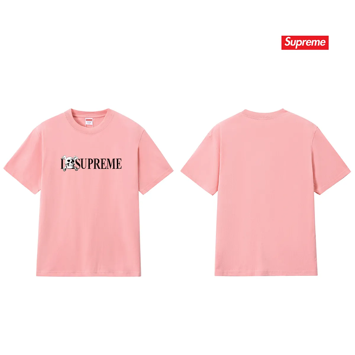 S250 P110💰 Supreme FW25 WEEK1 Skull Tee Skull pattern round neck short-sleeved T-shirt. Same style for men and women. Loose fit. Made of 260g combed cotton double yarn. All three standards from fabrics to accessories are in compliance with ZP. Imported Matsui company slurry printing will never crack. The whole piece adopts three-needle five-thread technology. The neckline-shoulder seam-sleeve seam is double-lined, which looks more three-dimensional and textured.) The same process as the original version, classic version Feel free to compare zp. The whole piece adopts three-needle five-thread craftsmanship (neckline-shoulder seam-sleeve seam double thread, which looks more three-dimensional and textured). It has the same craftsmanship as the original original, classic version. Color: black, white, light gray, pink, navy. Size: S M L XL XXL