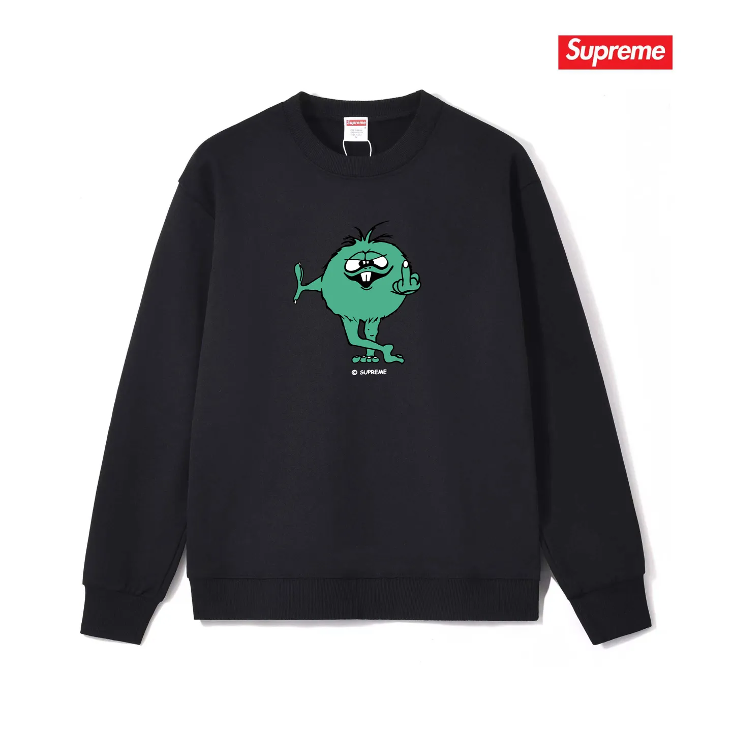 Style No. S1210 #terry p150💰 Plus velvet 160💰 SS24 trendy brand SUP funny boy round neck sweatshirt Made of 400 grams of large terry (drop shoulder large version) fabric, soft texture and no pilling Imported environmentally friendly printing glue The pattern is bright and three-dimensional Quality💥Same style for men and women The upper body is trendy Color: black white gray Size: S M L XL XXL
