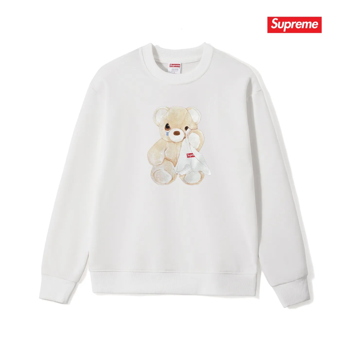 Style No. S1133 #terryp150💰Fleece 160💰Supreme 25SS week18Bear Tee Crying Bear round neck sweatshirt Made of 400 grams of large terry (drop shoulder large version) fabric, soft texture and no pilling Imported environmentally friendly printing glue The pattern is bright and three-dimensional Quality💥Same style for men and women The upper body is trendy Color: black white gray Size: S M L XL XXL