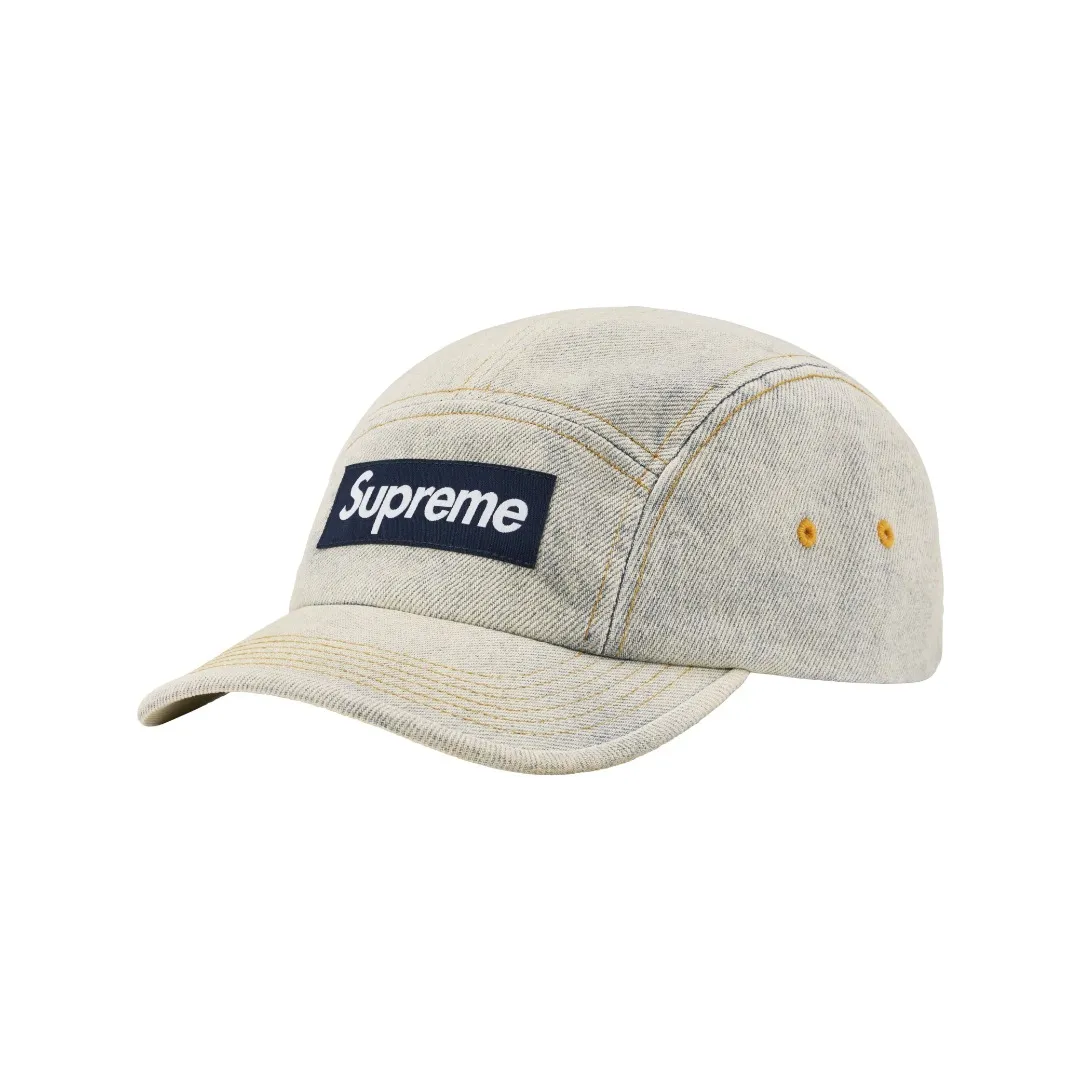 S334💰p130 Supreme 23ss SUEDE VISOR CAMP CAP Color-blocked suede tannin curved brim baseball cap Color: Aqua blue Washed black (denim denim fabric) Pink White Black Army Green (suede fabric)