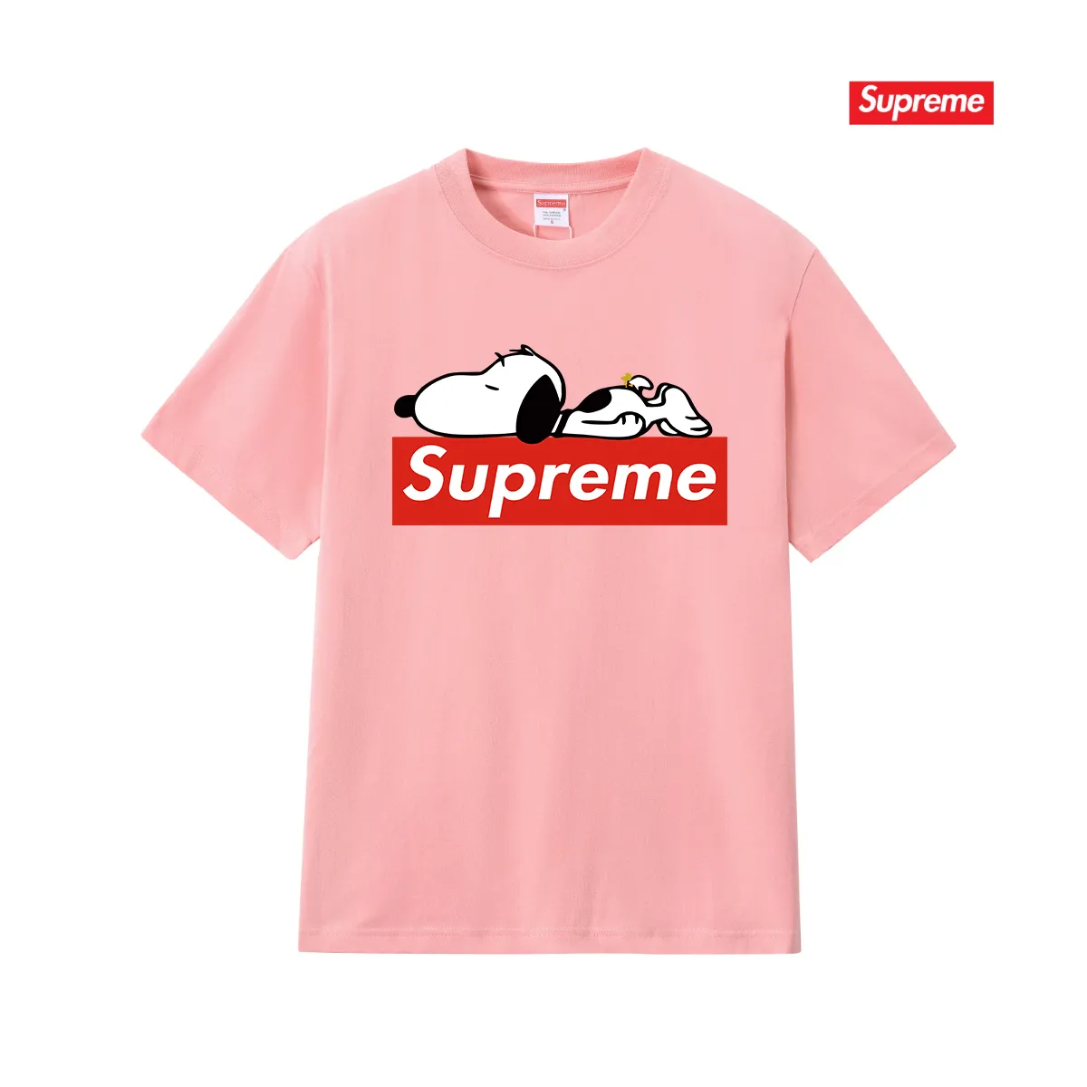 S166 P110💰 Sup Internet celebrity Snoopy printed cotton short-sleeved American men and women retro summer round neck loose half-sleeved couple T-shirt trendy Loose version Made of 260 grams of combed cotton double yarn, all three standards are complete from fabrics to accessories ZP Imported Matsui company slurry printing will never crack The whole piece adopts three-needle five-thread technology (collar-shoulder seam-sleeve seam double line, looks more three-dimensional and textured) consistent with the original version, classic version Feel free to compare zp. The whole piece adopts three-needle five-thread craftsmanship (neckline-shoulder seam-sleeve seam double thread, which looks more three-dimensional and textured). It has the same craftsmanship as the original original, classic version. Color: black, white, light gray, navy blue, pink. Size: S M L XL XXL