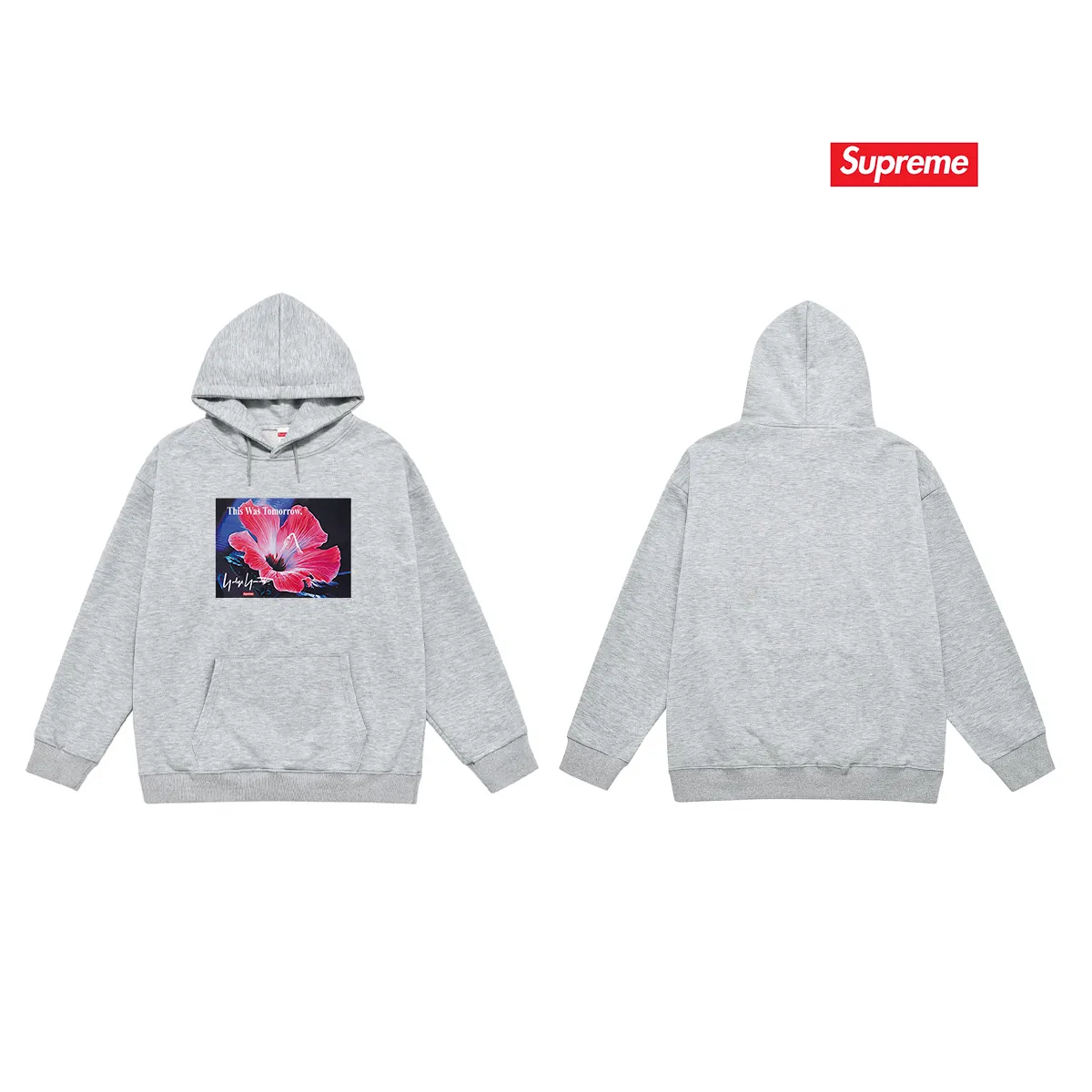 Style No. S2121 #Terry P160💰 Velvet P170💰 Supreme Yohji Yamamoto co-branded floral print hooded sweatshirt Made of 400g large terry 430g silver fox velvet (drop shoulder large version) fabric, soft texture and no pilling Imported environmentally friendly printing glue The pattern is bright and three-dimensional Quality 💥Same style for men and women The upper body is trendy Color: black white gray Size: S M L XL XXL