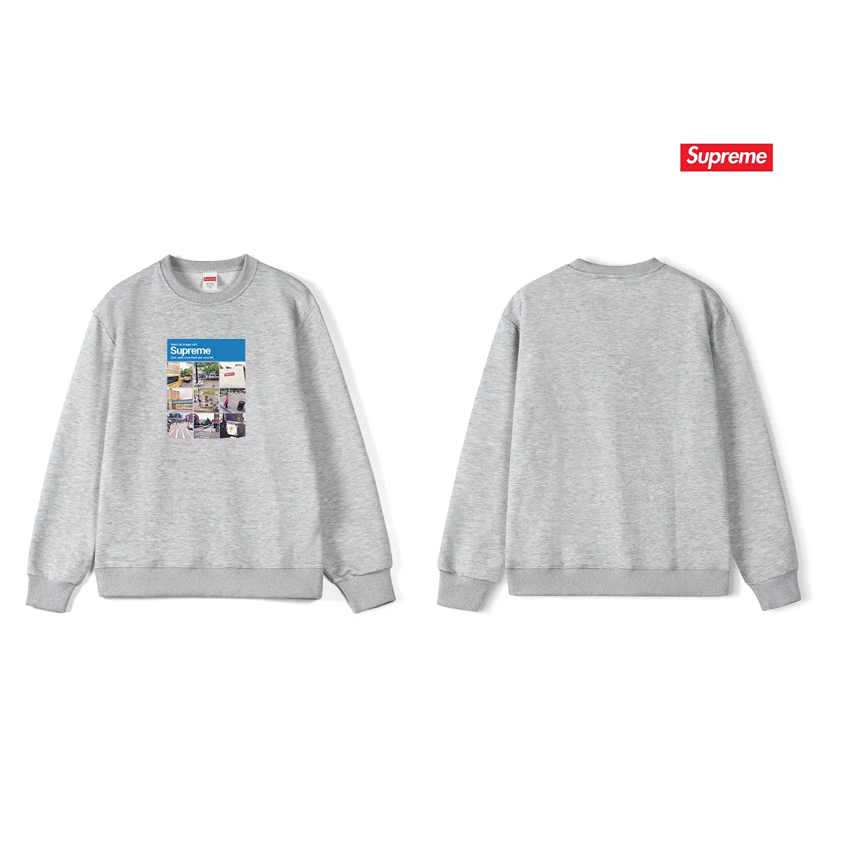 Style No. S1006 #terry p150💰 Velvet 160💰 Supreme FW20 Week 1 Verify Tee Logo Google verified printed round neck sweatshirt Made of 400g large terry (drop shoulder large version) fabric, soft texture and no pilling Imported environmentally friendly printing glue The pattern is bright and three-dimensional Quality 💥 Same style for men and women The upper body is fashionable Color: black white gray Size: S M L XL XXL