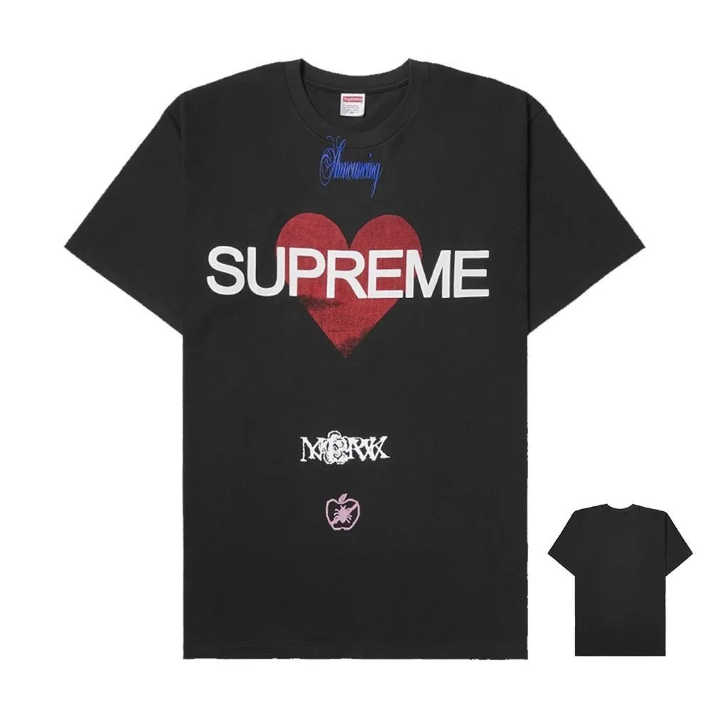 S145 P110💰 Sup trendy brand’s highest declaration of love Announcing round neck printed loose men’s and women’s summer T-shirt pure cotton short-sleeved Loose version Made of 260 grams of combed cotton double yarn From fabrics to accessories, all three standards are complete and follow ZP Imported Matsui company’s slurry printing will never crack The whole piece adopts three-needle five-thread technology (neckline-shoulder seam-sleeve seam double lines, looks more three-dimensional and textured) The same process as the original version, classic version Feel free to compare zp. The whole piece adopts three-needle five-thread craftsmanship. The neckline-shoulder seam-sleeve seam is double-threaded, which looks more three-dimensional and textured.) It has the same craftsmanship as the original original, classic version. Color: black, white, light gray. Size: S M L XL XXL