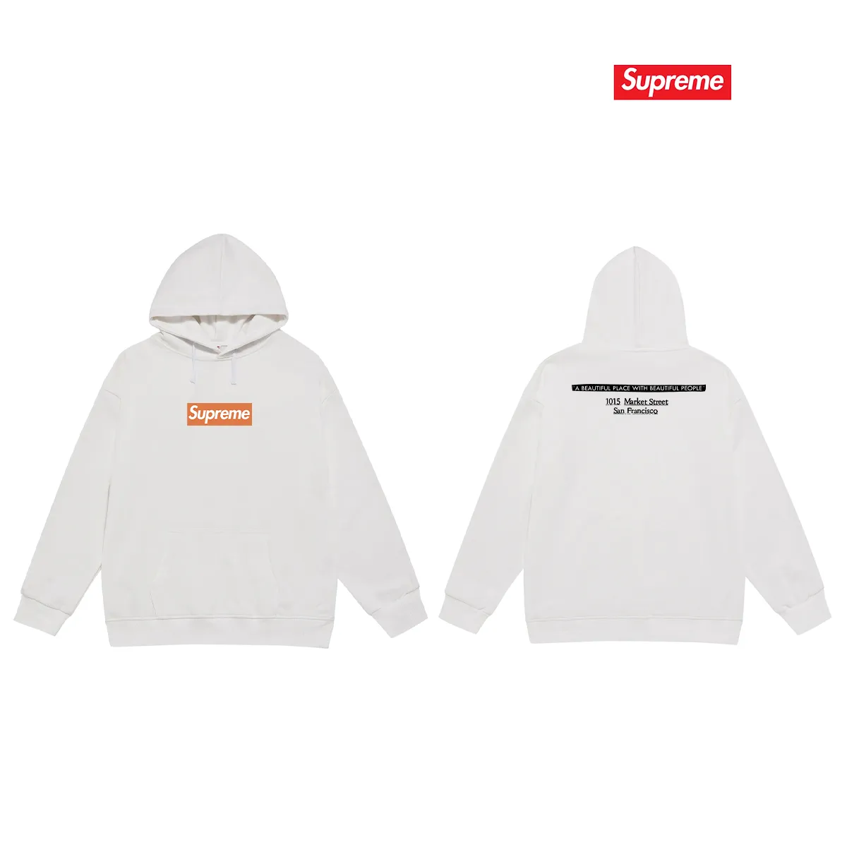 Style No. S2221 #terry P160💰 Velvet P170💰 Sup 68FW SF BOX LOGO TEE San Francisco co-branded classic print hooded sweatshirt Made of 400g large terry 430g silver fox velvet (drop shoulder large version) fabric, soft texture and no pilling Imported environmentally friendly printing glue The pattern is bright and three-dimensional Quality 💥Same style for men and women The upper body is trendy Color: black white Gray Size: S M L XL XXL