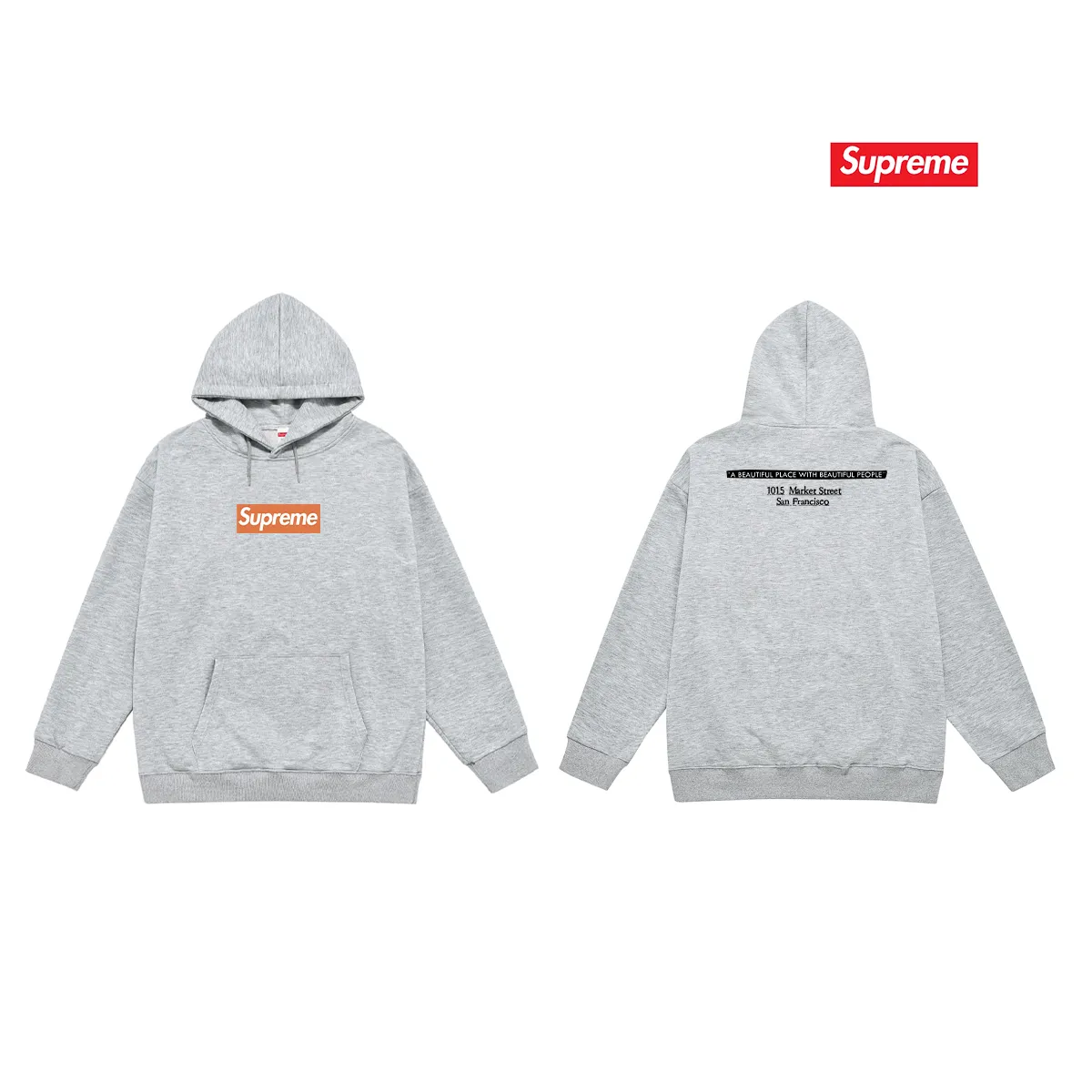 Style No. S2221 #terry P160💰 Velvet P170💰 Sup 68FW SF BOX LOGO TEE San Francisco co-branded classic print hooded sweatshirt Made of 400g large terry 430g silver fox velvet (drop shoulder large version) fabric, soft texture and no pilling Imported environmentally friendly printing glue The pattern is bright and three-dimensional Quality 💥Same style for men and women The upper body is trendy Color: black white Gray Size: S M L XL XXL