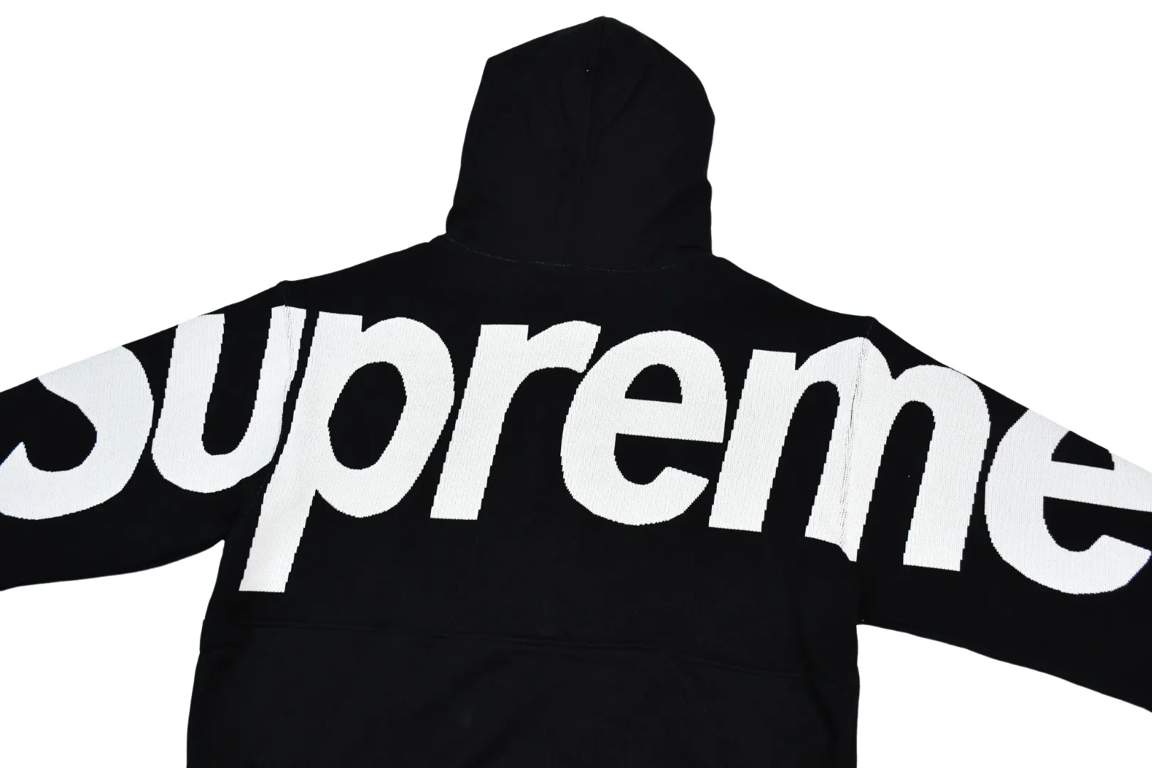 S528💰p390 Top version Supreme BIG LOGO JACQUARD HOODED SWEATSHIRT Hooded sweatshirt with big LOGO on the back. For those of us who focus on top Sup products, this sweatshirt is naturally available at our fingertips. ZP testing, custom weaving and dyeing, pure cotton 450G fleece main fabric, multiple stitching and tailoring design on the back, jacquard processing on the back, customized ZP co-branding, main label/wash water label/tag/packaging bag (Equipped with extra-large thickened handbag) There is a probability of passing the inspection version. If you put the original packaging picture together, there is a high probability of passing the test. Size: S-XL