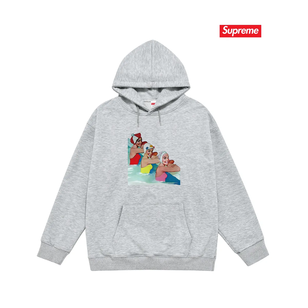Style number S2187 #terry P160💰 plus fleece P170💰 Sup trendy pool beauty print hooded sweatshirt made of 400g large terry 430g silver fox velvet (drop shoulder large version) fabric, soft and non-pilling, imported environmentally friendly printing glue, bright and three-dimensional pattern, quality 💥same style for men and women, the upper body is fashionable Color: black white gray Size: S M L XL XXL