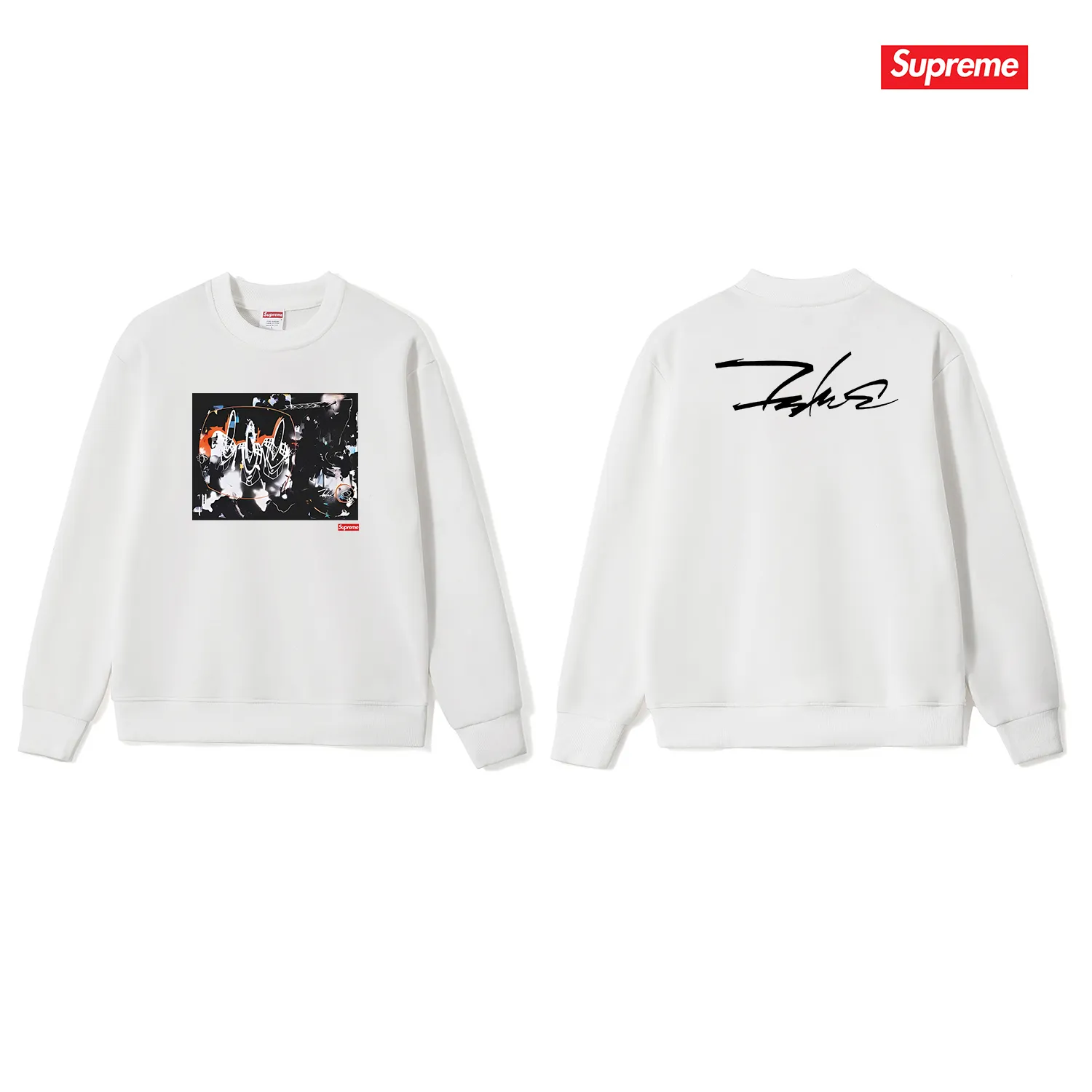 Style No. S1116 #terry p150💰 Velvet 160💰 Supreme SS22 Week15 Supreme/Futura2000 Tee New York graffiti master art chest print round neck sweatshirt Made of 400 grams of large terry (drop shoulder large version) fabric, soft texture and no pilling Imported environmentally friendly printing glue The pattern is bright and three-dimensional Quality 💥Same style for men and women The upper body is trendy Color: black white gray Size: S M L XL XXL