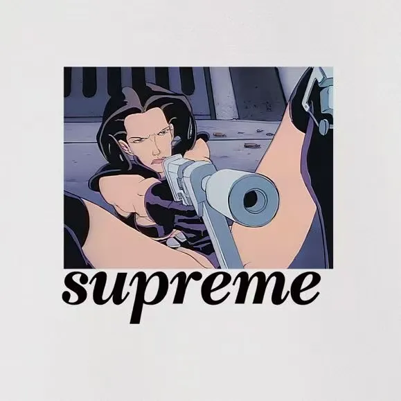 Style No. S1097 #terry p150💰 Velvet 160💰 Supreme SS22 Week6 xAeon Flux joint model Gun Tee Magic Warrior cartoon letter print round neck sweatshirt Made of 400 grams of large terry (off-shoulder large version) fabric, soft texture and no pilling Imported environmentally friendly printing glue The pattern is bright and three-dimensional Quality 💥Same style for men and women The upper body is trendy Color: black white gray Size: S M L XL XXL