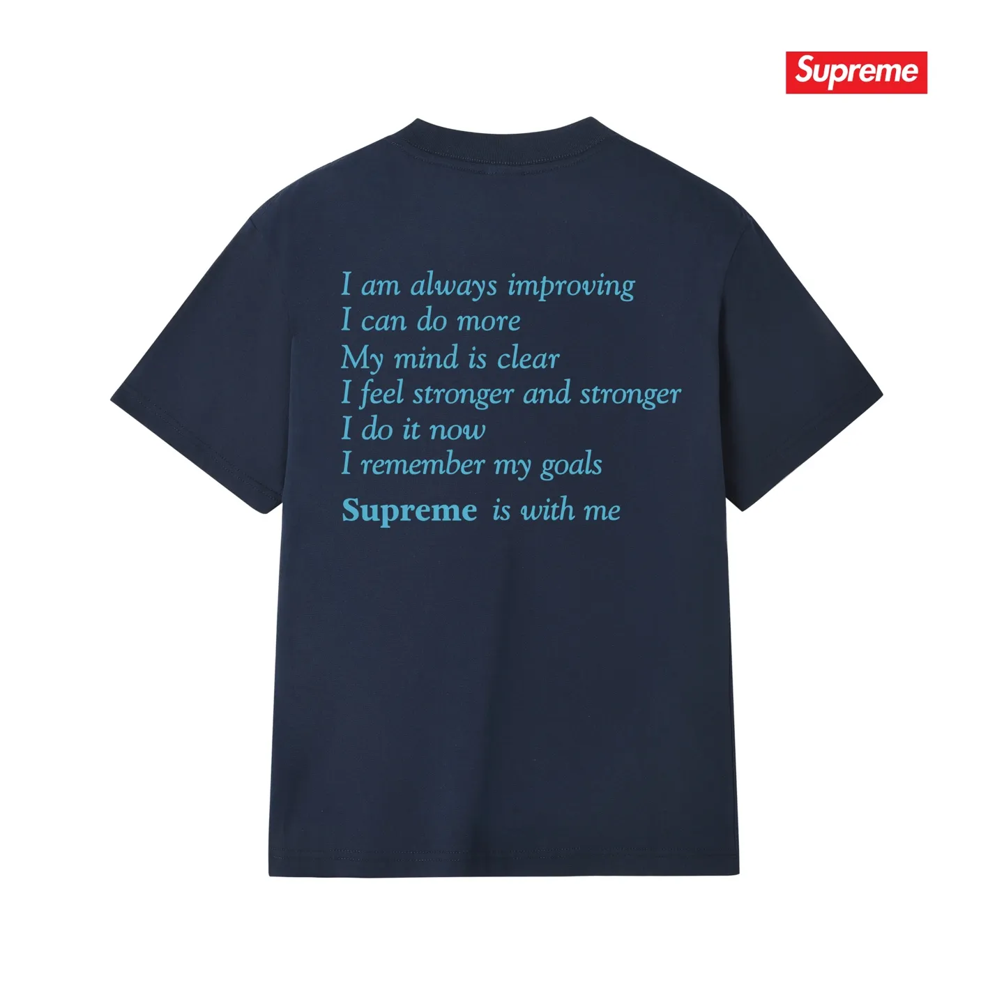 S233 P110💰 Supreme Week 1 Stay Positive Tee Stay Positive English printed round neck short-sleeved American trendy T-shirt. Same style for men and women. Loose fit. Made of 260g combed cotton double yarn. All three standards are complete from fabrics to accessories. ZP. Imported Matsui company's slurry printing will never crack. The whole piece adopts three-needle five-thread technology. The collar-shoulder seam-sleeve seam is double-lined, which looks more three-dimensional and textured.) The same process as the original version, classic version Feel free to compare zp. The whole piece adopts three-needle five-thread craftsmanship (neckline-shoulder seam-sleeve seam double thread, which looks more three-dimensional and textured). It has the same craftsmanship as the original original, classic version. Color: black, white, light gray, pink, navy. Size: S M L XL XXL
