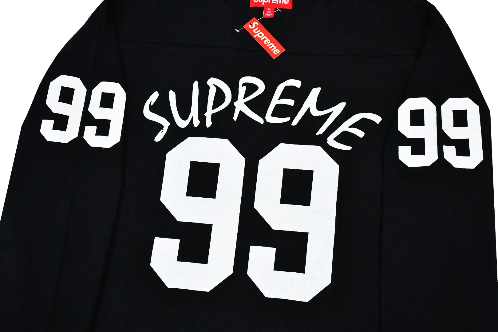 🅿️240 S261 top version Supreme 24ss 99 L/S FOOTBALL TOP 198 printed long sleeves ZP test custom-woven and dyed pure cotton 320g fabric Printing uses thermoset ink printing, also known as plastic ink, or self-adhesive ink. Its ingredients are: mainly composed of polyvinyl chloride (PVC) and phthalates. PVC and phthalates, color fixing agents, stabilizers, and thickeners are mixed to form thermoset ink. It is not the digital direct printing advertised on the market. The printing texture of thermoset ink is unachievable by digital direct printing. Customized ZP co-branding Main label/wash water label/tag/packaging bag (equipped with extra large thickened handbag) There is a probability of passing the inspection version, and the original packaging picture has a high probability of passing. Size: S-XL