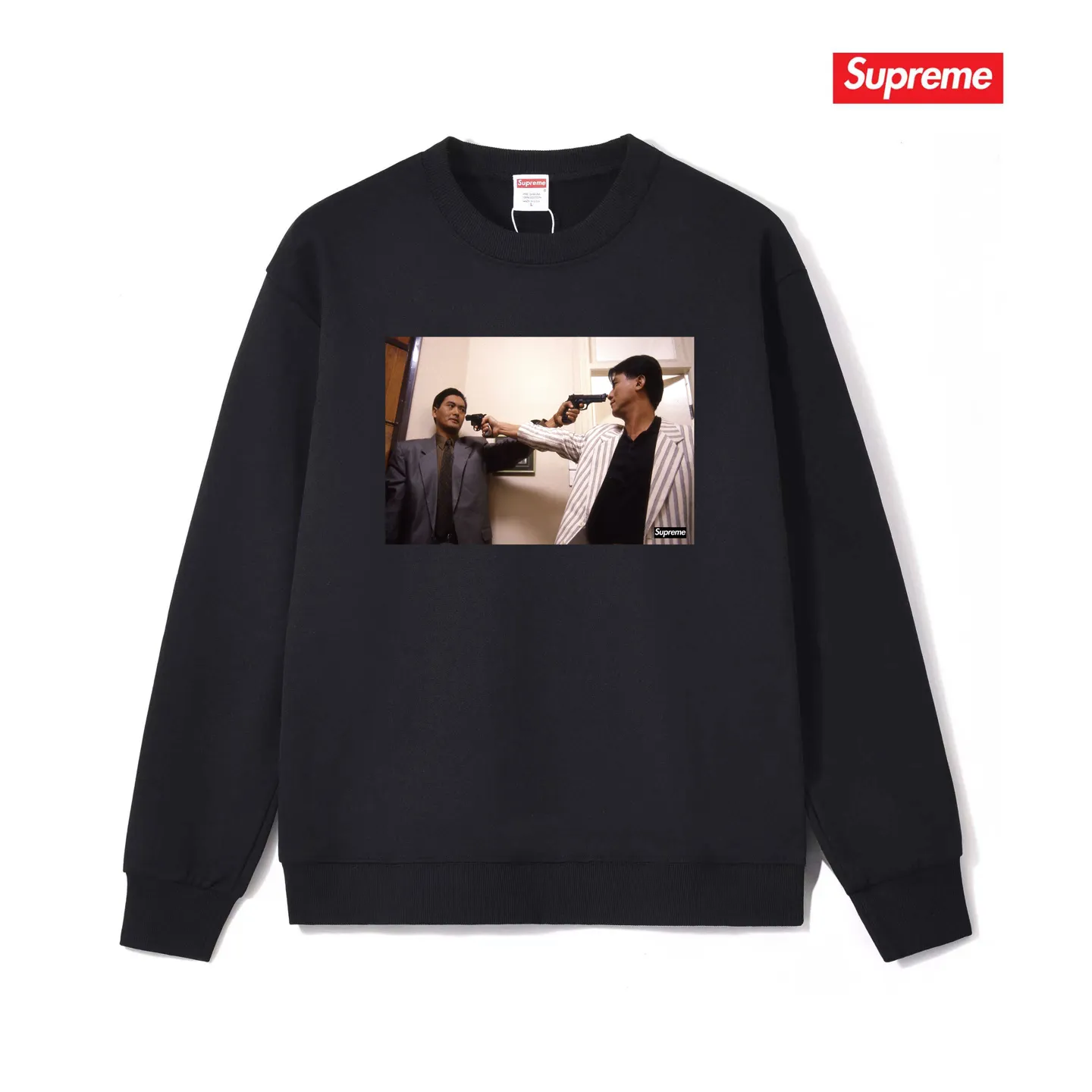 Style No. S1036 #terryp150💰 Velvet 160💰 Supreme FW18 The Killer Trust Tee Red Chow Yun-fat printed round neck sweatshirt Made of 400 grams of large terry (drop shoulder large version) fabric, soft texture and no pilling Imported environmentally friendly printing glue The pattern is bright and three-dimensional Quality 💥Same style for men and women The upper body is trendy Color: black white gray Size: S M L XL XXL