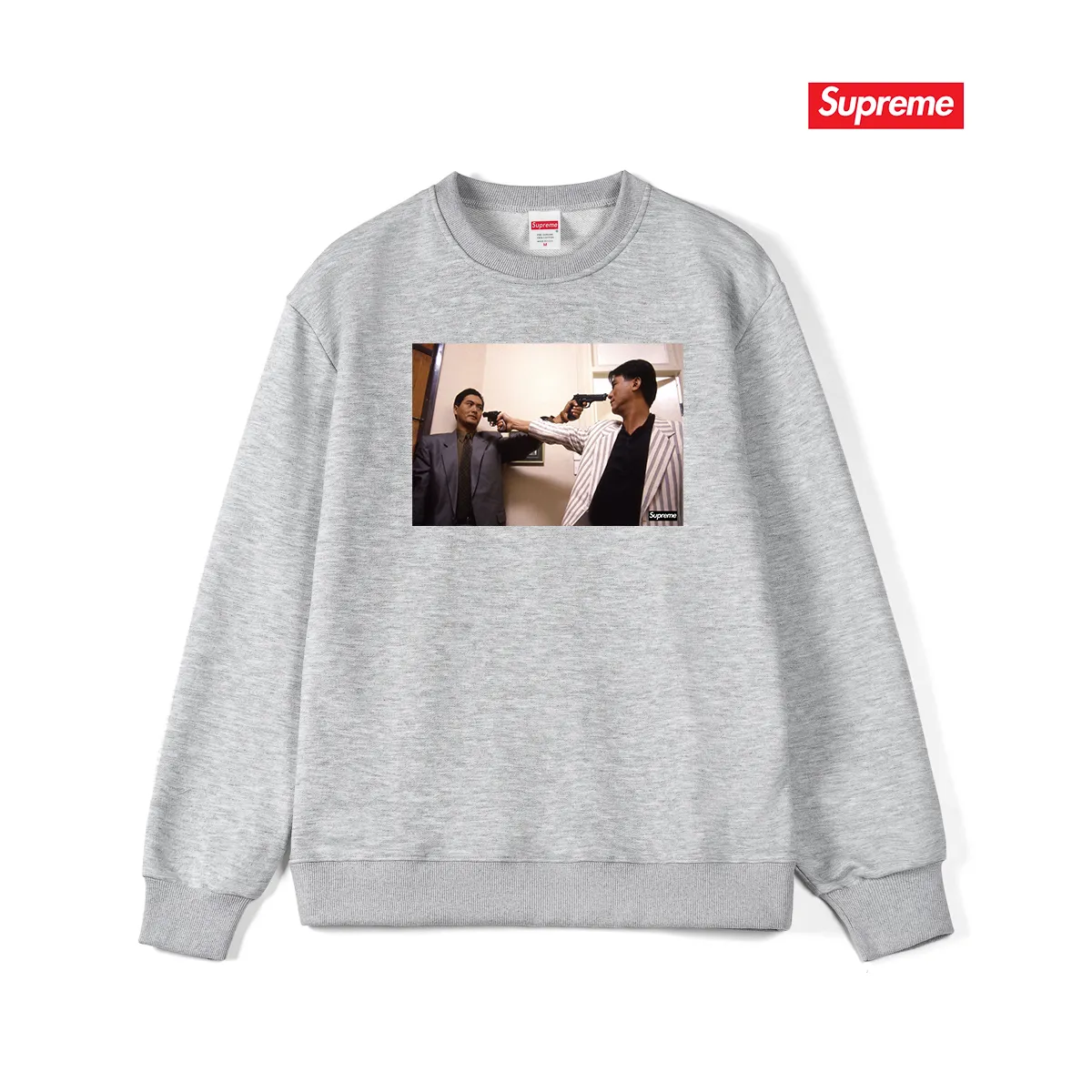 Style No. S1036 #terryp150💰 Velvet 160💰 Supreme FW18 The Killer Trust Tee Red Chow Yun-fat printed round neck sweatshirt Made of 400 grams of large terry (drop shoulder large version) fabric, soft texture and no pilling Imported environmentally friendly printing glue The pattern is bright and three-dimensional Quality 💥Same style for men and women The upper body is trendy Color: black white gray Size: S M L XL XXL