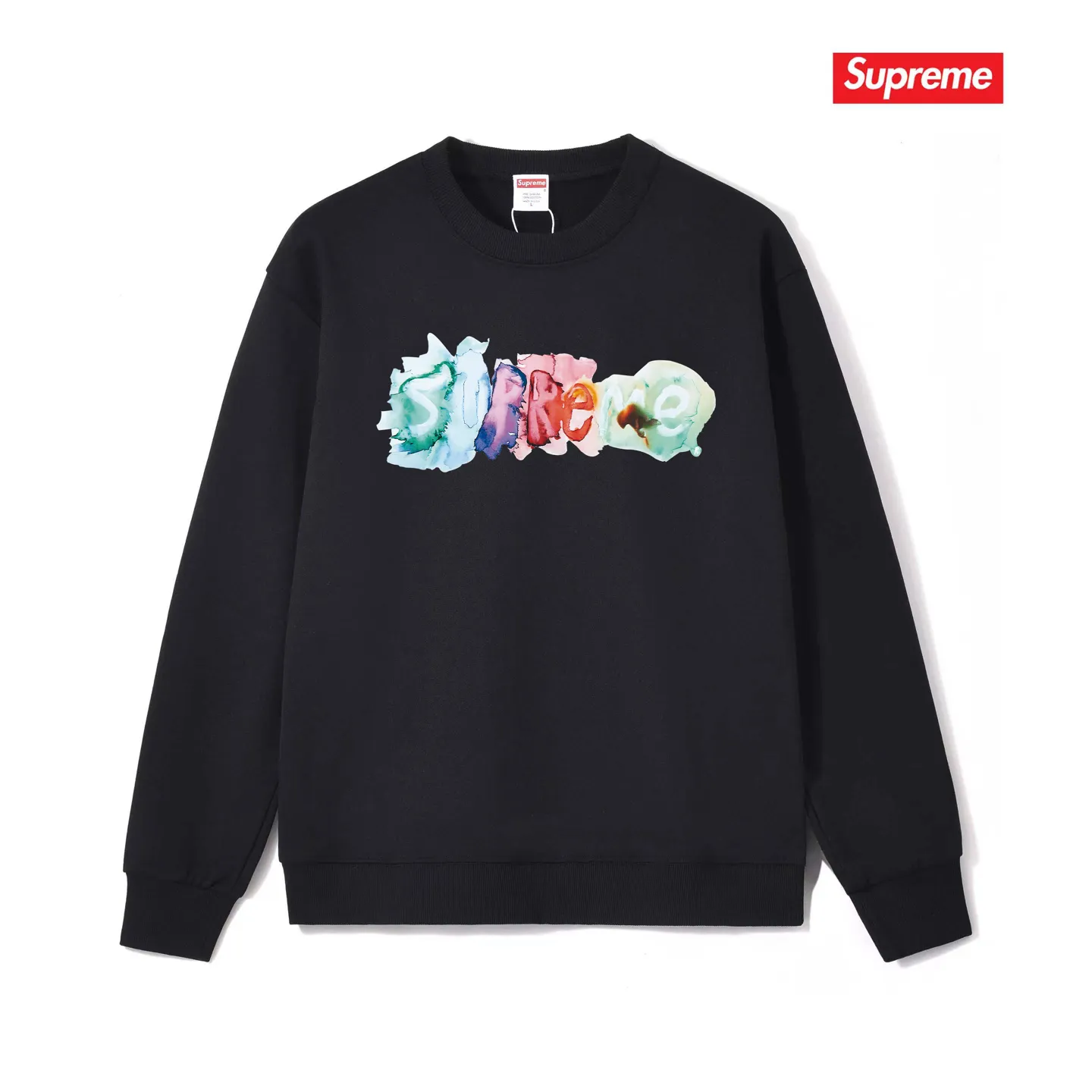 Style No. S1099 #terryp150💰 Velvet 160💰 SupremeSS23 Week1 WATERCOLORTEE watercolor logo printed round neck sweatshirt Made of 400g large terry (drop shoulder large version) fabric, soft texture and no pilling Imported environmentally friendly printing glue The pattern is bright and three-dimensional Quality 💥 Same style for men and women The upper body is trendy Color: black white gray Size: S M L XL XXL