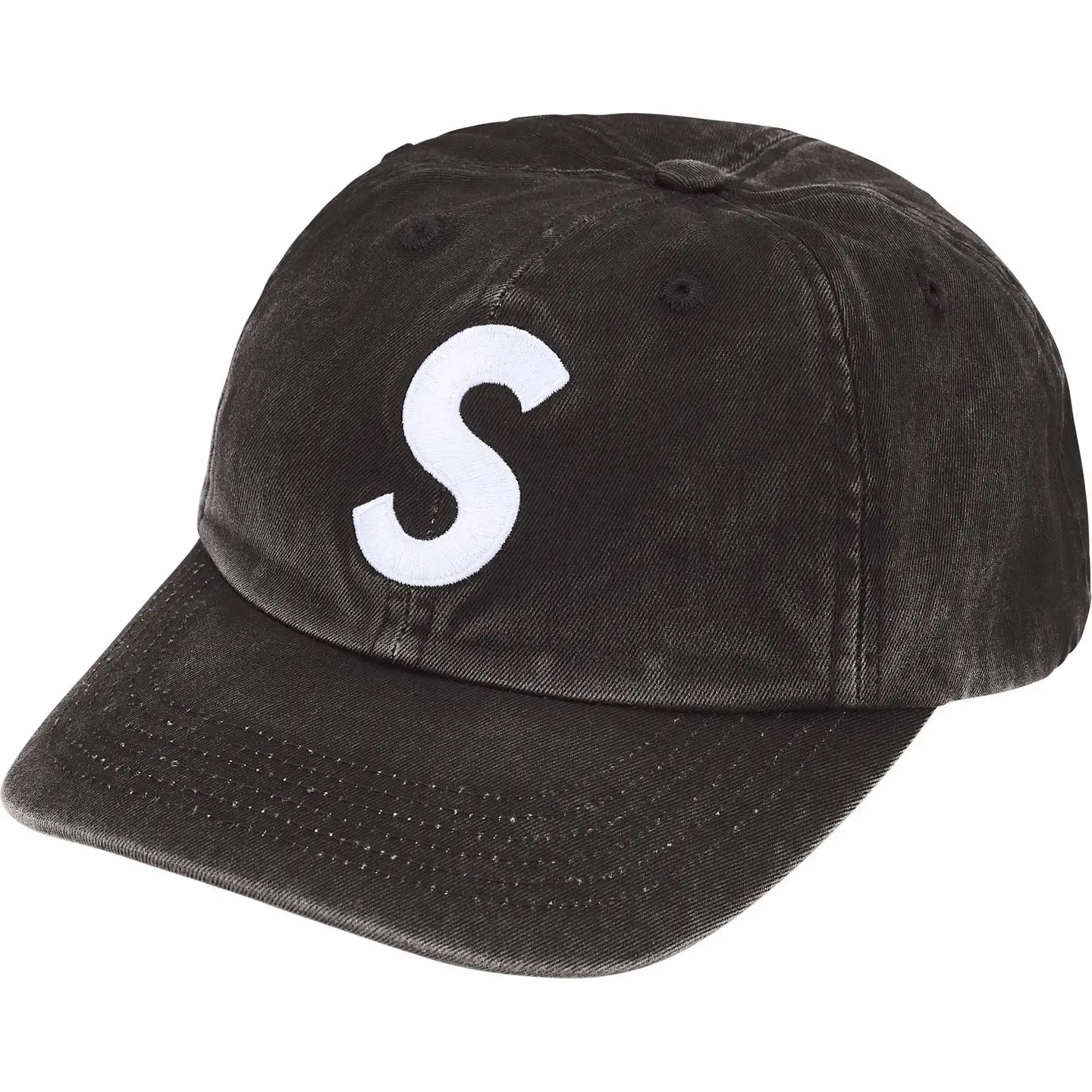 N142💰p136 Sup 90SS Pigment Coated S Logo 6-Panel Large S embroidery washed distressed peaked baseball cap black off-white green blue red