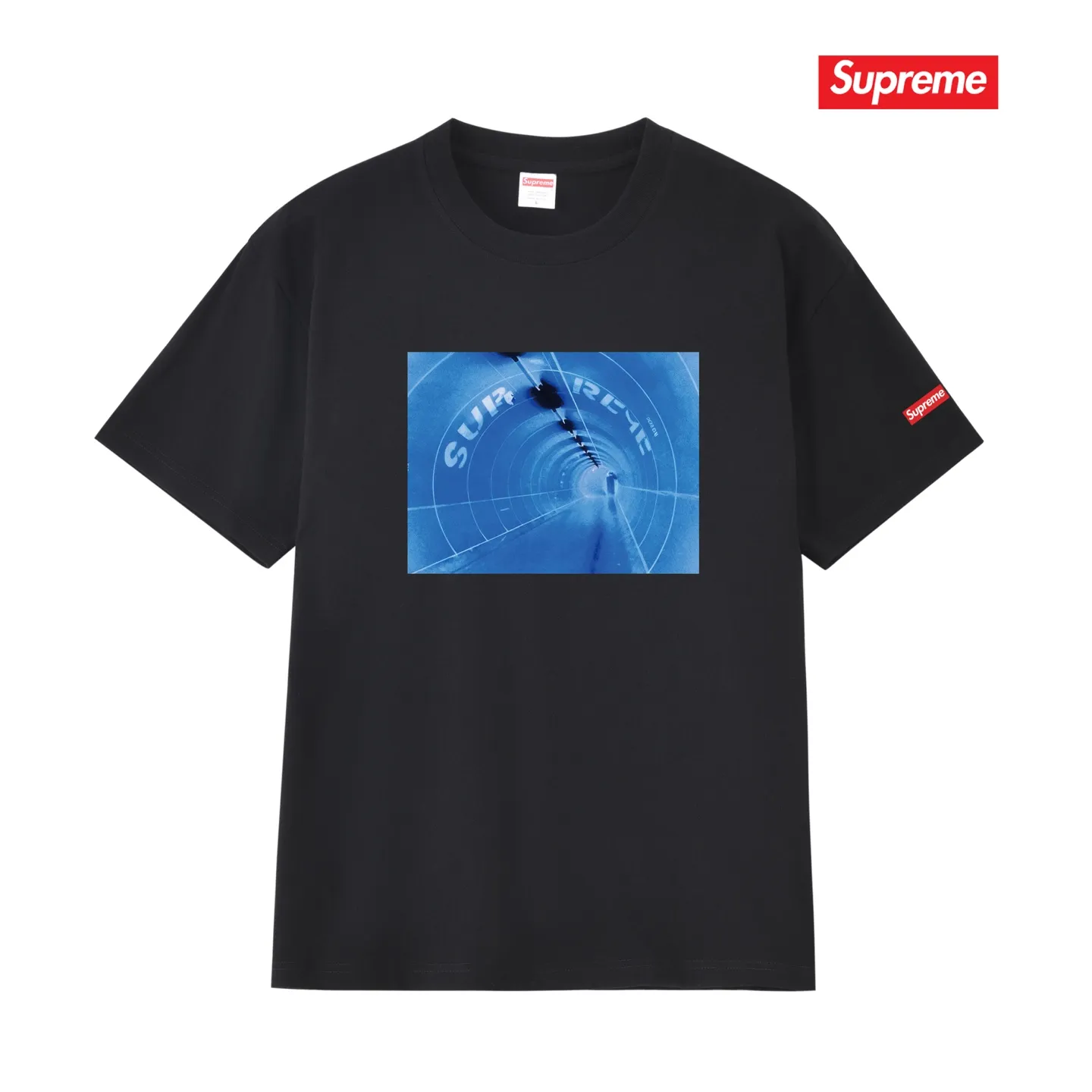 S249 P110💰 Supreme SS24 Tunnel printed round neck loose short-sleeved American trendy T-shirt. Same style for men and women. Loose fit. Made of 260g combed cotton double yarn. All three standards from fabrics to accessories are in compliance with ZP. Imported Matsui company's slurry printing will never crack. The whole piece adopts three-needle five-thread technology. The neckline-shoulder seam-sleeve seam is double-lined, which looks more three-dimensional and textured.) The same process as the original version, classic version Feel free to compare zp. The whole piece adopts three-needle five-thread craftsmanship (neckline-shoulder seam-sleeve seam double thread, which looks more three-dimensional and textured). It has the same craftsmanship as the original original, classic version. Color: black, white, light gray, pink, navy. Size: S M L XL XXL