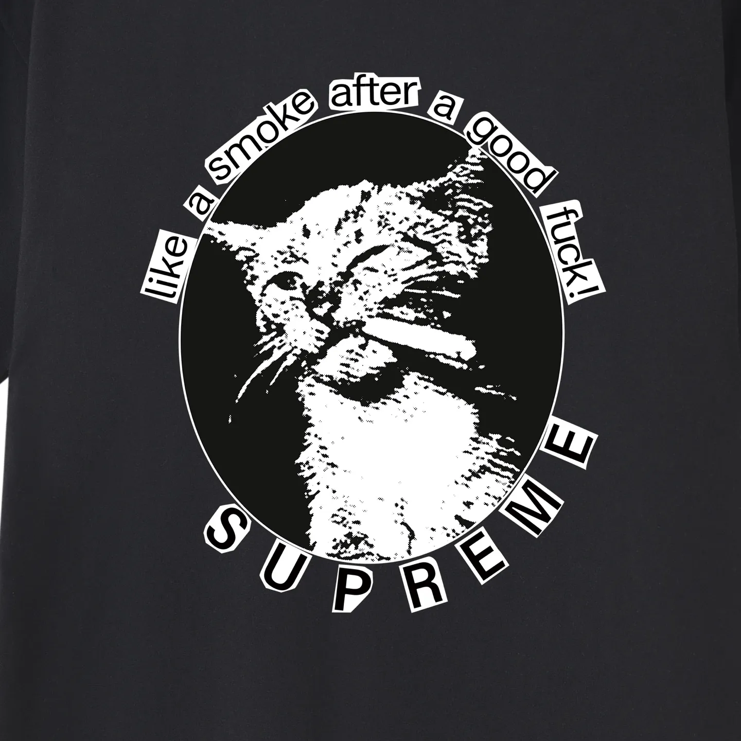 S158 P110💰 Sup 76SS Smoke Cute kitten smoking pattern printed American cotton short-sleeved trendy loose T-shirt. Loose fit. Made of 260g combed cotton double yarn. From fabric to accessories, all three standards are complete and follow ZP. Imported Matsui company slurry printing will never crack. The whole piece adopts three-needle five-thread process. The neckline-shoulder seam-sleeve seam is double-lined, which looks more three-dimensional and textured. The same process as the original version, classic fit. Feel free to compare zp. The whole piece adopts three-needle five-thread craftsmanship (neckline-shoulder seam-sleeve seam double thread, which looks more three-dimensional and textured). It has the same craftsmanship as the original original, classic version. Color: black, white, light gray, navy blue, pink. Size: S M L XL XXL