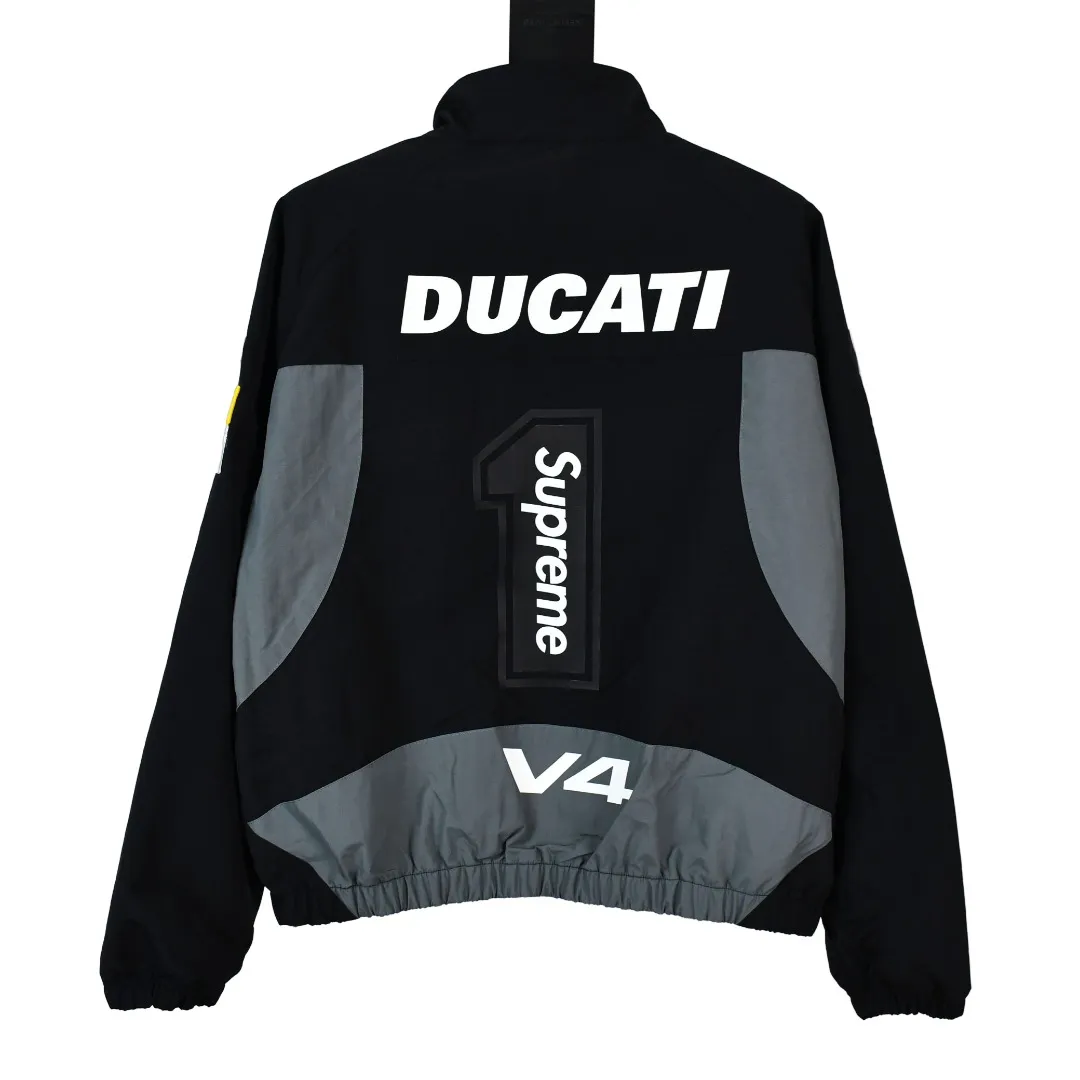 🅿️640 S251 Supreme 24ss Ducati Ducati co-branded Track Jacket racing uniform school uniform jacket - Color: Black White - Size: S M L XL Customized full set of accessories/YKK metal zipper/Customized hardware/Three standards