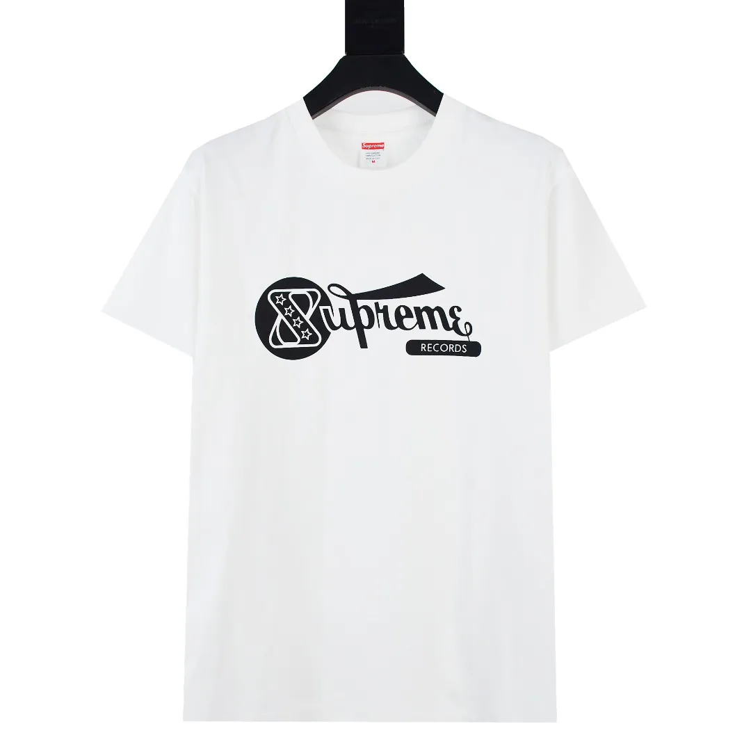 🅿️120 S15 top version Supreme 24ss RECORDS recorded printed short-sleeved T-shirt. Refuse to look at pictures to make goods. Refuse to compare with wrong versions. Use cylindrical seamless technology (original technology, there are no stitched bones on the side of the clothes, the key point of identification) The fabrics are all custom-woven and dyed, 280g weight, 100% cotton, cylindrical fabric. Cylindrical fabric is a knitted fabric woven with a cylinder loom. The needles are distributed in a cylindrical shape on the fuselage. The gray fabric is a large cylinder, which needs to be opened and shaped before it can be used further. There are no slits on the side of the clothes, so there is no washing label on the side of ordinary short-sleeves. There is only one collar label behind the neck. The printing uses thermosetting ink printing imported from Belgium (different from conventional thermal transfer printing), also known as plastic ink, or self-adhesive ink. Its ingredients are: mainly composed of polyvinyl chloride (PVC) and phthalates. PVC and phthalates, solid color The thermoset ink is composed of a mixture of agents, stabilizers, and thickeners. It is not the digital direct printing advertised on the market. The printing texture of thermoset ink cannot be achieved by digital direct printing. The collar label has a watermark anti-counterfeiting effect, a real anti-counterfeiting layer, a version with a high probability of passing the inspection, and a high probability of passing the original packaging picture. Size：S-XL