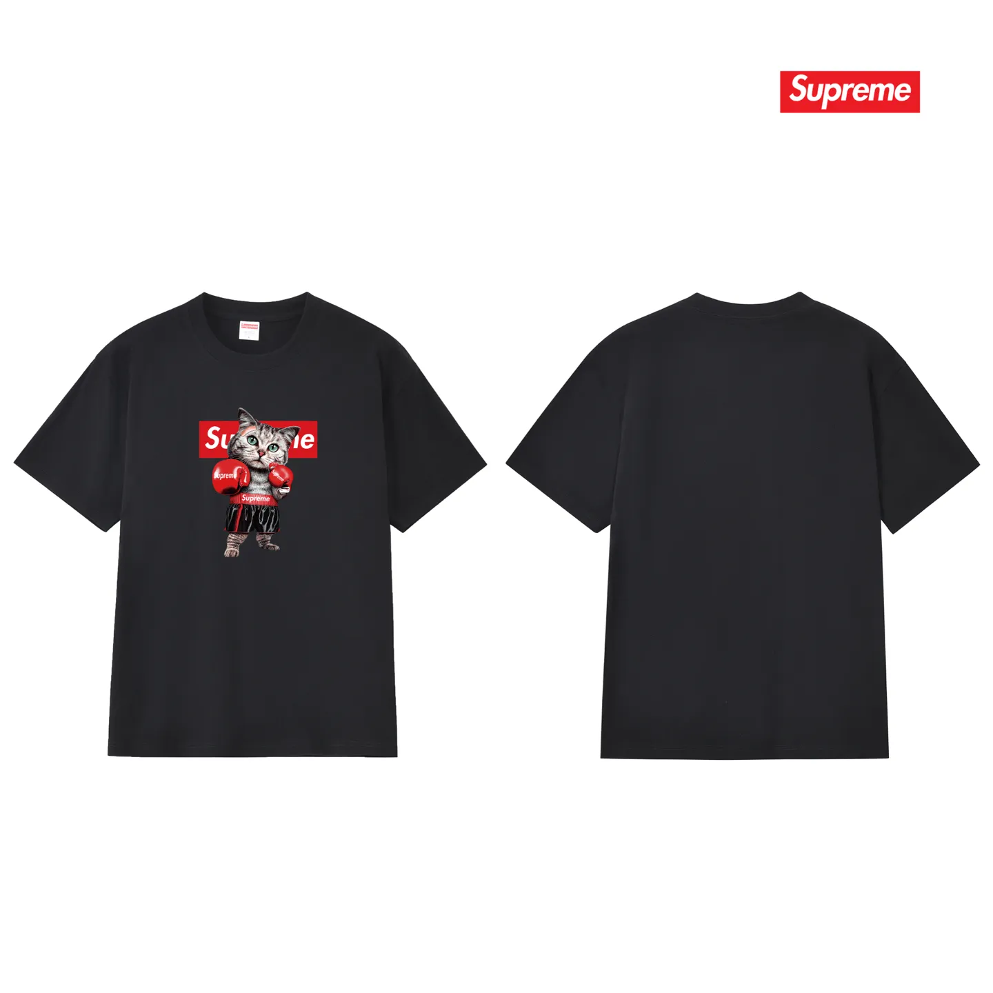 S219 P110💰 Sup New Japanese Boxer Cat Couple T-shirt men's short-sleeved summer pure cotton large size round neck top Loose fit Made of 260 grams of combed cotton double yarn From fabrics to accessories, all three standards are complete and ZP Imported Matsui company's slurry printing will never crack The whole piece adopts three-needle five-thread technology The neckline-shoulder seam-sleeve seam double line, looks more three-dimensional and textured) The same process as the authentic original, classic version Feel free to compare zp. The whole piece adopts three-needle five-thread craftsmanship (neckline-shoulder seam-sleeve seam double thread, which looks more three-dimensional and textured). It has the same craftsmanship as the original original, classic version. Color: black, white, light gray, pink, navy. Size: S M L XL XXL