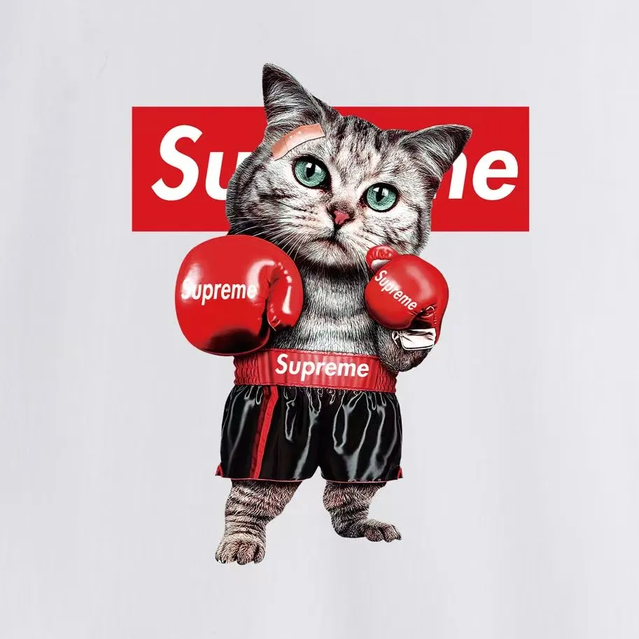 S219 P110💰 Sup New Japanese Boxer Cat Couple T-shirt men's short-sleeved summer pure cotton large size round neck top Loose fit Made of 260 grams of combed cotton double yarn From fabrics to accessories, all three standards are complete and ZP Imported Matsui company's slurry printing will never crack The whole piece adopts three-needle five-thread technology The neckline-shoulder seam-sleeve seam double line, looks more three-dimensional and textured) The same process as the authentic original, classic version Feel free to compare zp. The whole piece adopts three-needle five-thread craftsmanship (neckline-shoulder seam-sleeve seam double thread, which looks more three-dimensional and textured). It has the same craftsmanship as the original original, classic version. Color: black, white, light gray, pink, navy. Size: S M L XL XXL