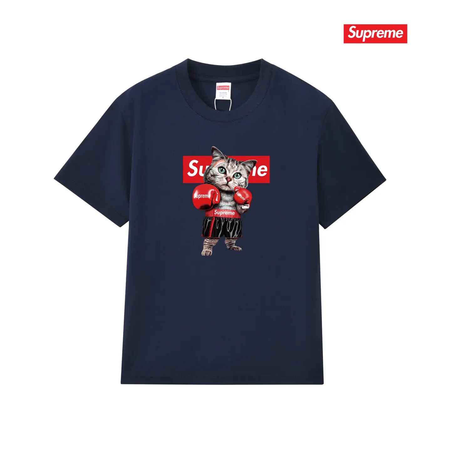 S219 P110💰 Sup New Japanese Boxer Cat Couple T-shirt men's short-sleeved summer pure cotton large size round neck top Loose fit Made of 260 grams of combed cotton double yarn From fabrics to accessories, all three standards are complete and ZP Imported Matsui company's slurry printing will never crack The whole piece adopts three-needle five-thread technology The neckline-shoulder seam-sleeve seam double line, looks more three-dimensional and textured) The same process as the authentic original, classic version Feel free to compare zp. The whole piece adopts three-needle five-thread craftsmanship (neckline-shoulder seam-sleeve seam double thread, which looks more three-dimensional and textured). It has the same craftsmanship as the original original, classic version. Color: black, white, light gray, pink, navy. Size: S M L XL XXL