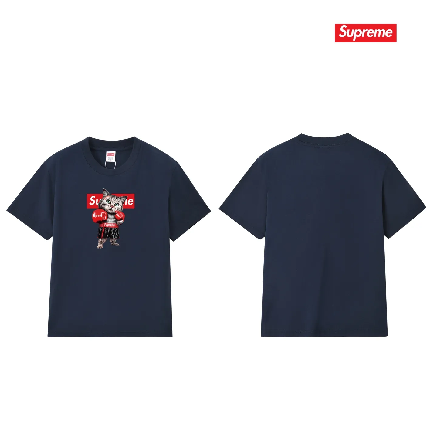 S219 P110💰 Sup New Japanese Boxer Cat Couple T-shirt men's short-sleeved summer pure cotton large size round neck top Loose fit Made of 260 grams of combed cotton double yarn From fabrics to accessories, all three standards are complete and ZP Imported Matsui company's slurry printing will never crack The whole piece adopts three-needle five-thread technology The neckline-shoulder seam-sleeve seam double line, looks more three-dimensional and textured) The same process as the authentic original, classic version Feel free to compare zp. The whole piece adopts three-needle five-thread craftsmanship (neckline-shoulder seam-sleeve seam double thread, which looks more three-dimensional and textured). It has the same craftsmanship as the original original, classic version. Color: black, white, light gray, pink, navy. Size: S M L XL XXL