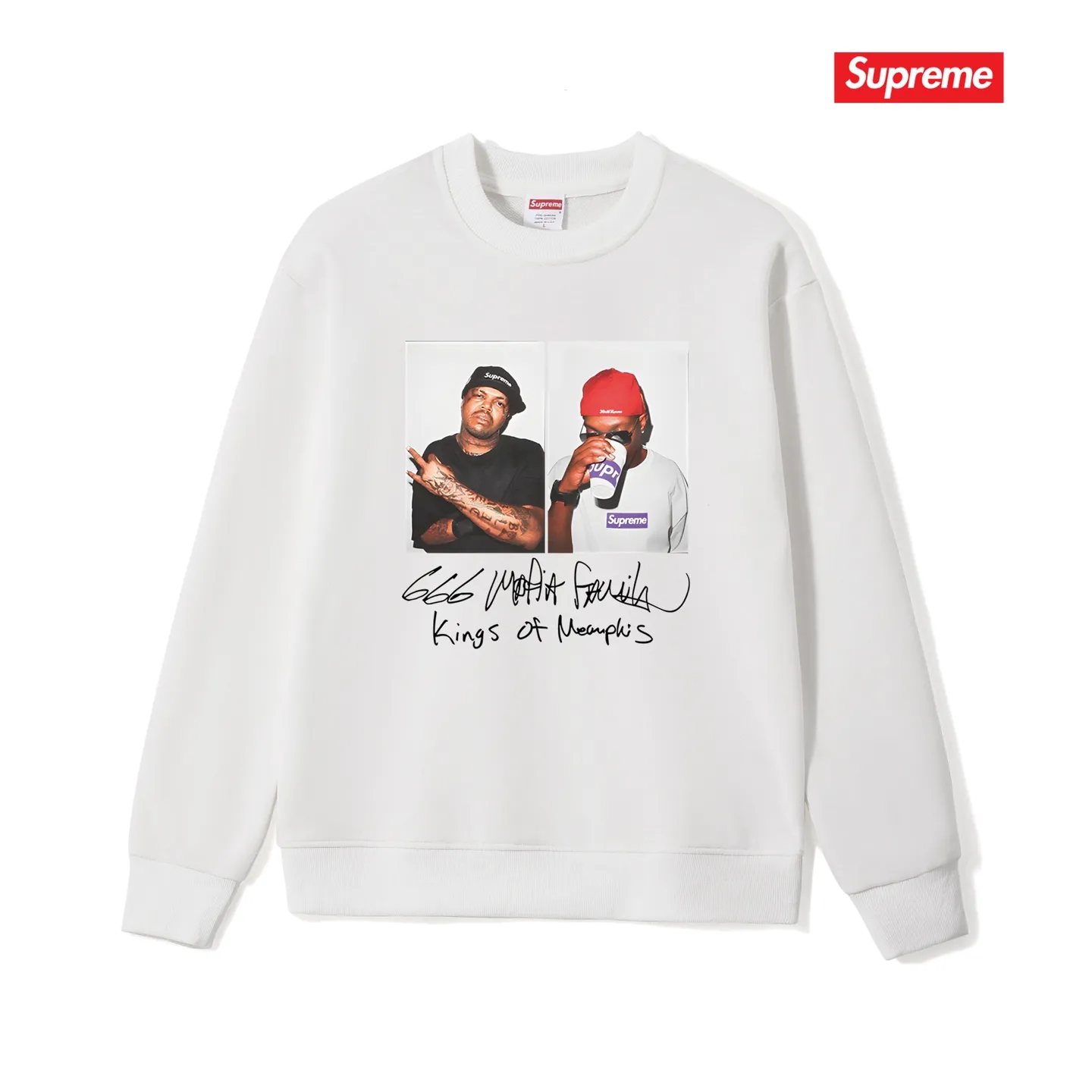 Style number S1147 #terry p150💰 plus velvet 160💰 24SS Sup MAFIA TEE Mafia print round neck sweatshirt Made of 400g large terry (drop shoulder large version) fabric, soft texture and no pilling Imported environmentally friendly printing glue The pattern is bright and three-dimensional Quality💥Same style for men and women The upper body is trendy Color: black white gray Size: S M L XL XXL