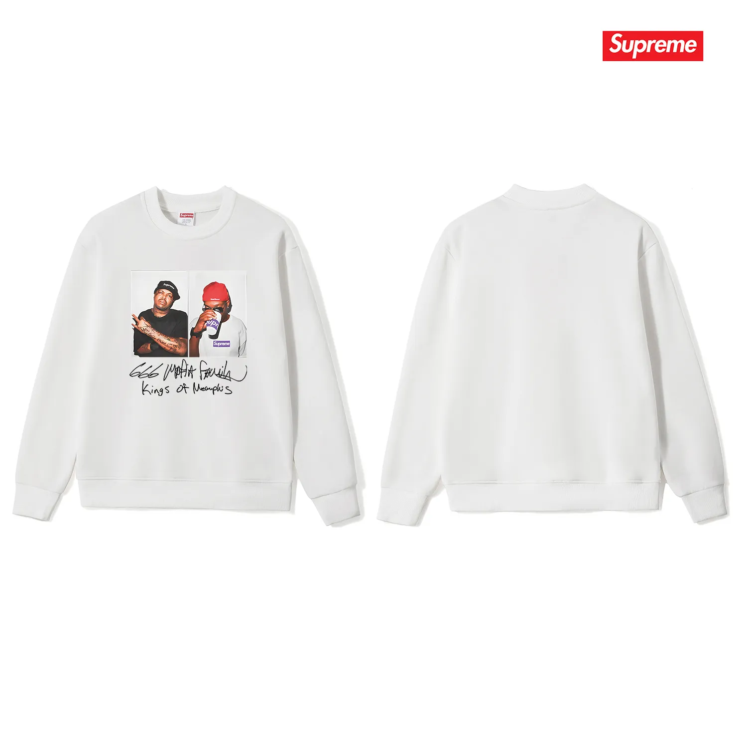 Style number S1147 #terry p150💰 plus velvet 160💰 24SS Sup MAFIA TEE Mafia print round neck sweatshirt Made of 400g large terry (drop shoulder large version) fabric, soft texture and no pilling Imported environmentally friendly printing glue The pattern is bright and three-dimensional Quality💥Same style for men and women The upper body is trendy Color: black white gray Size: S M L XL XXL