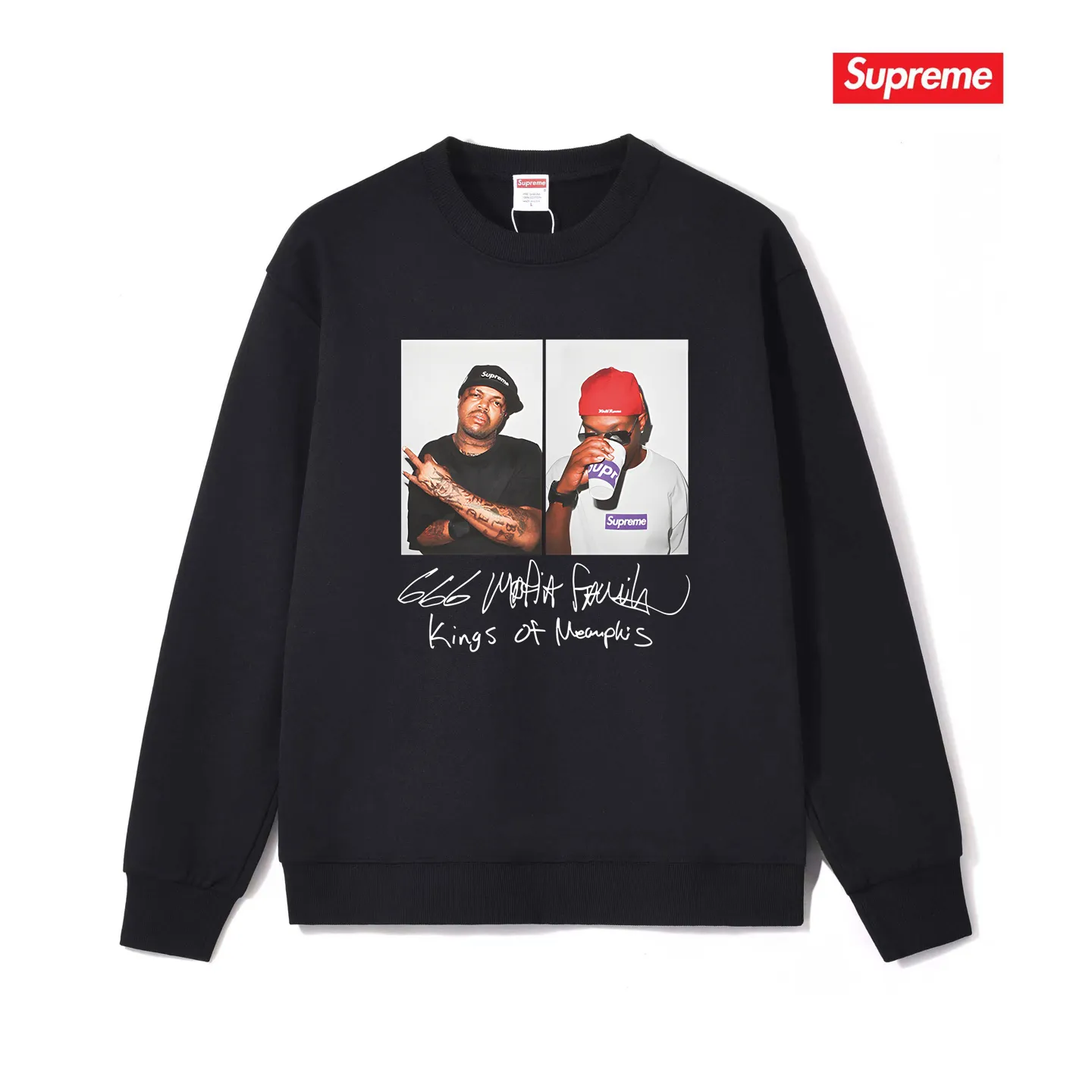 Style number S1147 #terry p150💰 plus velvet 160💰 24SS Sup MAFIA TEE Mafia print round neck sweatshirt Made of 400g large terry (drop shoulder large version) fabric, soft texture and no pilling Imported environmentally friendly printing glue The pattern is bright and three-dimensional Quality💥Same style for men and women The upper body is trendy Color: black white gray Size: S M L XL XXL