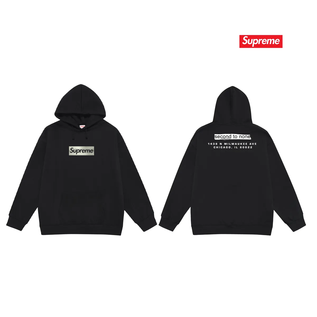 Style No. S2157 #terry P160💰 Velvet P170💰 25-year new Sup Chicago store opening limited solid color hooded sweatshirt Made of 400g large terry 430g silver fox velvet (off-shoulder large version) fabric, soft texture and no pilling Imported environmentally friendly printing glue The pattern is bright and three-dimensional Quality 💥Same style for men and women The upper body is trendy Color: black white gray Size: S M L XL XXL