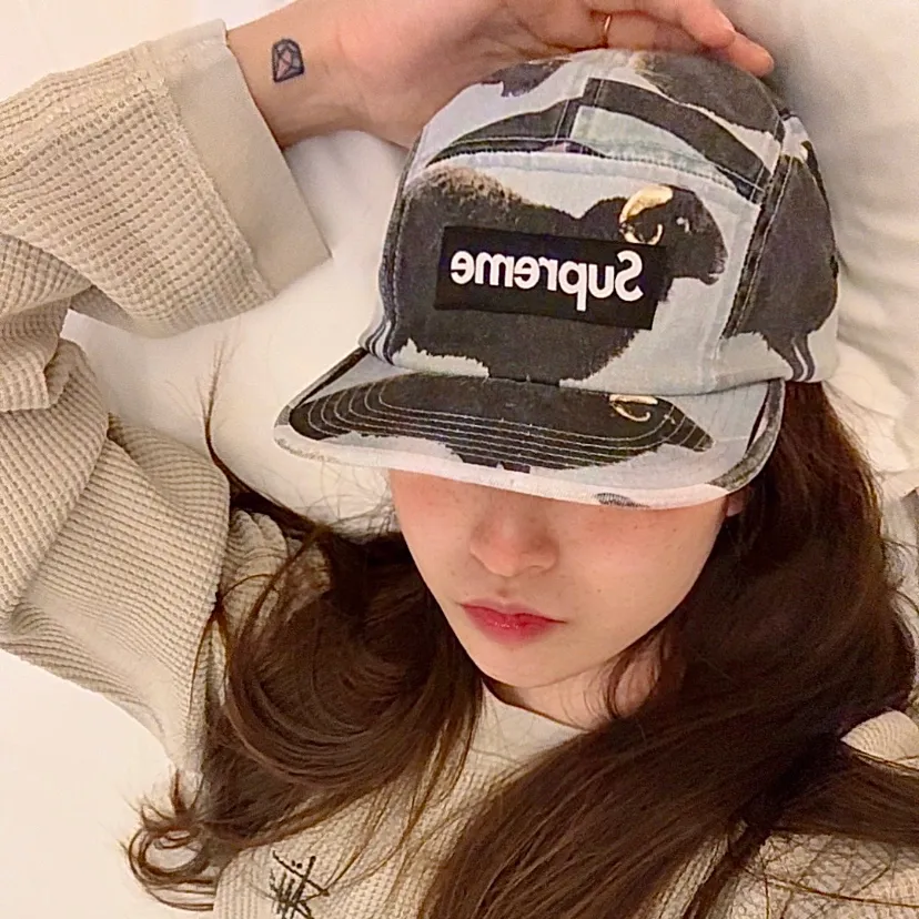 N144💰p160 Supreme Damien Hirst Camp Cap Artist Joint Animal Print Baseball Cap Black Green