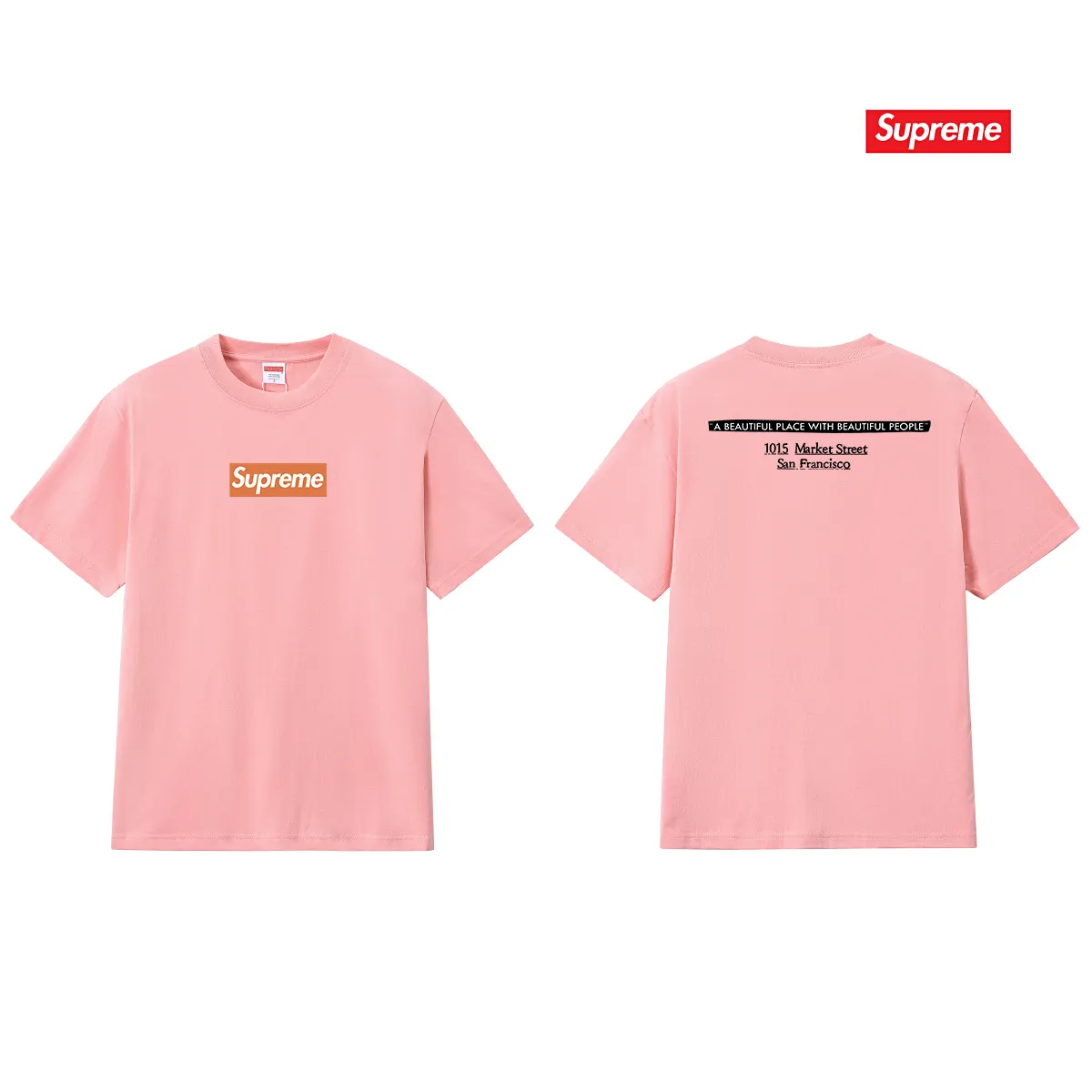 S221 P110💰 Sup 68FW SF BOX LOGO TEE San Francisco co-branded classic printed short-sleeved pure cotton T-shirt for men and women. Loose fit. Made of 260g combed cotton double yarn. All three standards are complete from fabrics to accessories. ZP. Imported Matsui company slurry printing will never crack. The whole piece adopts three-needle five-thread technology. The neckline-shoulder seam-sleeve seam is double-lined, which looks more three-dimensional and textured. The same process as the original version, classic version. Feel free to compare zp. The whole piece adopts three-needle five-thread craftsmanship (neckline-shoulder seam-sleeve seam double thread, which looks more three-dimensional and textured). It has the same craftsmanship as the original original, classic version. Color: black, white, light gray, pink, navy. Size: S M L XL XXL