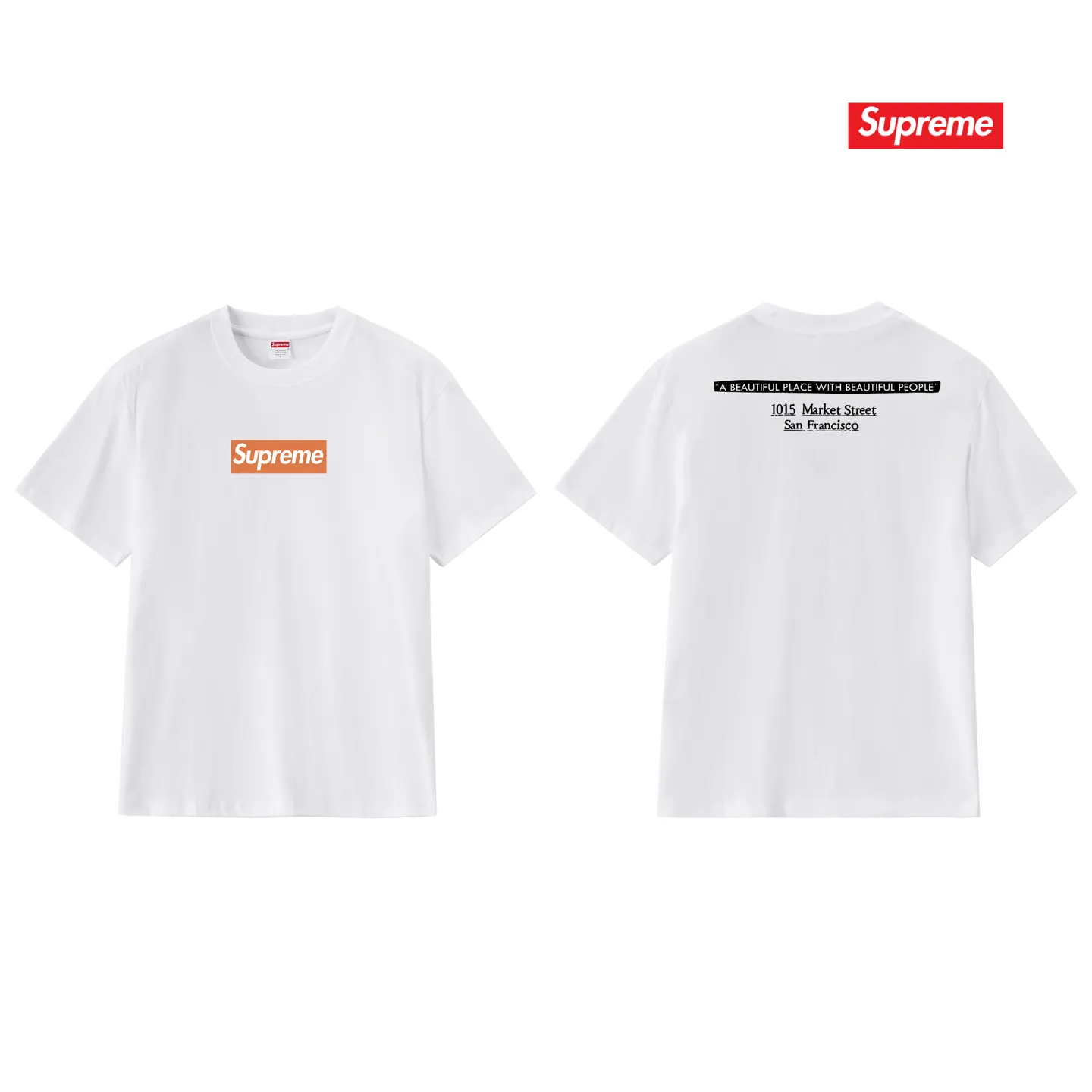 S221 P110💰 Sup 68FW SF BOX LOGO TEE San Francisco co-branded classic printed short-sleeved pure cotton T-shirt for men and women. Loose fit. Made of 260g combed cotton double yarn. All three standards are complete from fabrics to accessories. ZP. Imported Matsui company slurry printing will never crack. The whole piece adopts three-needle five-thread technology. The neckline-shoulder seam-sleeve seam is double-lined, which looks more three-dimensional and textured. The same process as the original version, classic version. Feel free to compare zp. The whole piece adopts three-needle five-thread craftsmanship (neckline-shoulder seam-sleeve seam double thread, which looks more three-dimensional and textured). It has the same craftsmanship as the original original, classic version. Color: black, white, light gray, pink, navy. Size: S M L XL XXL