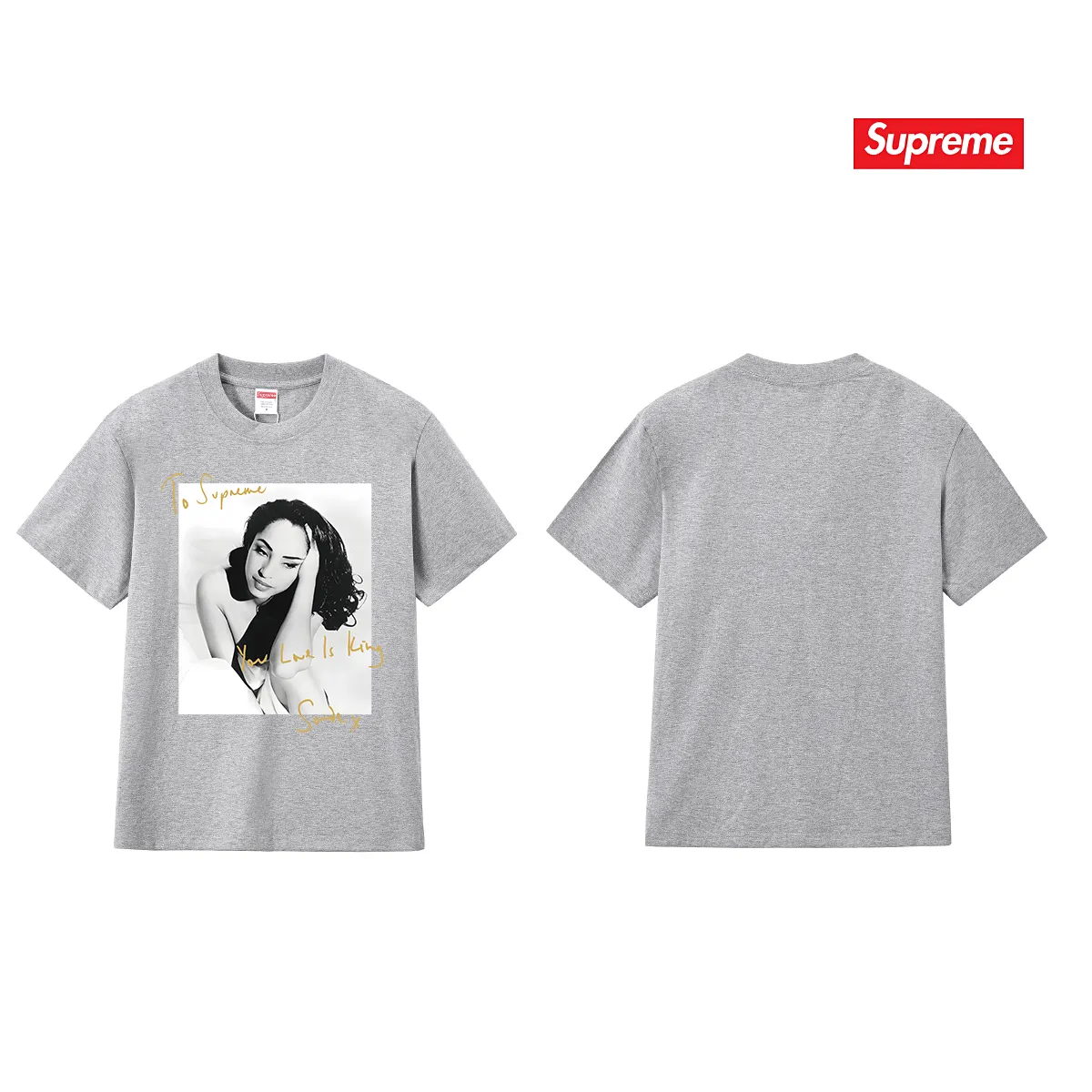 S189 P110💰 Supreme 17SS Sade Tee Singer Photo Signed Round Neck Trendy Short Sleeve T-shirt Loose Fit Made of 260g combed cotton double yarn All three standards from fabrics to accessories are complete with ZP Imported Matsui Company’s slurry printing will never crack The whole piece adopts three-needle five-thread technology (neckline-shoulder seam-sleeve seam double line, looks more three-dimensional and textured) consistent with the original version, classic version Feel free to compare zp. The whole piece adopts three-needle five-thread craftsmanship (neckline-shoulder seam-sleeve seam double thread, which looks more three-dimensional and textured). It has the same craftsmanship as the original original, classic version. Color: black, white, light gray, pink, navy. Size: S M L XL XXL