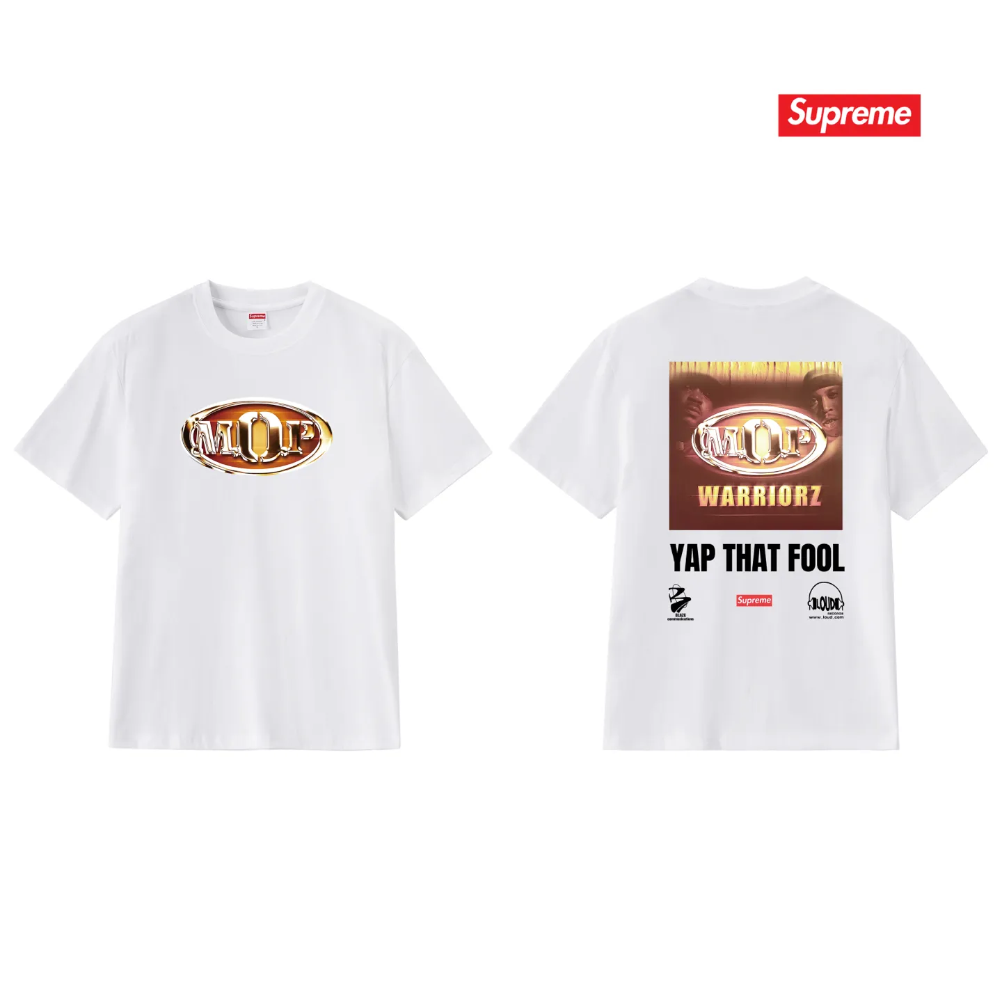 S231 P110💰 Supreme 24FW MOP Hooded rap group co-branded short-sleeved T-shirt. Loose fit. Made of 260g combed cotton double yarn. All three standards are complete from fabric to accessories. ZP. The slurry printing imported from Matsui Company will never crack. The whole piece adopts three-needle and five-thread technology. The neckline-shoulder seam-sleeve seam is double-lined, which looks more three-dimensional and textured.) The same process as the original version, classic version Feel free to compare zp. The whole piece adopts three-needle five-thread craftsmanship (neckline-shoulder seam-sleeve seam double thread, which looks more three-dimensional and textured). It has the same craftsmanship as the original original, classic version. Color: black, white, light gray, pink, navy. Size: S M L XL XXL