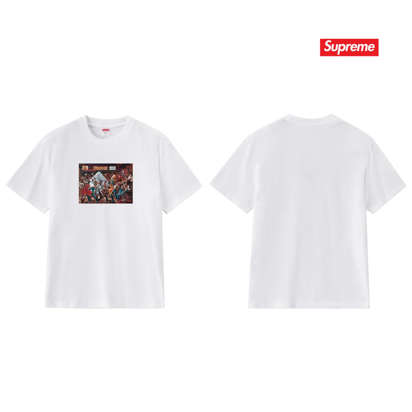 S203 P110💰 Supreme 25SS Ernie Barnes artist oil painting short-sleeved T-shirt loose fit using 260 grams of combed cotton double yarn, all three standards from fabrics to accessories are complete ZP imported Matsui company slurry printing will never crack The whole piece is made of three-needle five-thread technology (neckline-shoulder seam-sleeve seam double line, looks more three-dimensional and textured) consistent with the original version, classic version Feel free to compare zp. The whole piece adopts three-needle five-thread craftsmanship (neckline-shoulder seam-sleeve seam double thread, which looks more three-dimensional and textured). It has the same craftsmanship as the original original, classic version. Color: black, white, light gray, pink, navy. Size: S M L XL XXL