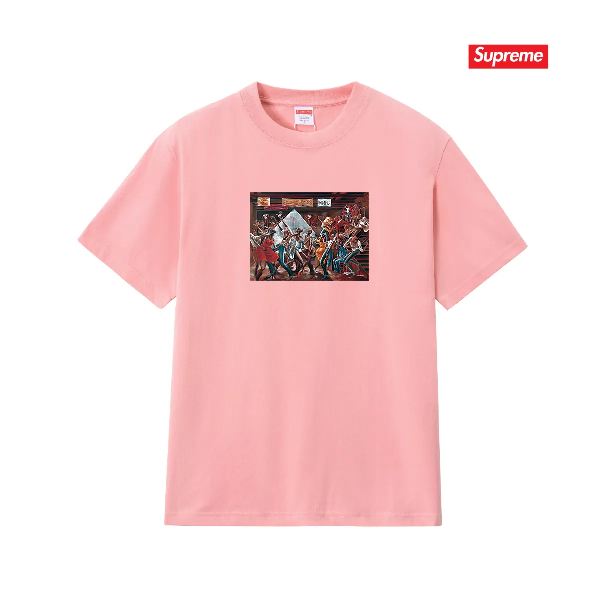 S203 P110💰 Supreme 25SS Ernie Barnes artist oil painting short-sleeved T-shirt loose fit using 260 grams of combed cotton double yarn, all three standards from fabrics to accessories are complete ZP imported Matsui company slurry printing will never crack The whole piece is made of three-needle five-thread technology (neckline-shoulder seam-sleeve seam double line, looks more three-dimensional and textured) consistent with the original version, classic version Feel free to compare zp. The whole piece adopts three-needle five-thread craftsmanship (neckline-shoulder seam-sleeve seam double thread, which looks more three-dimensional and textured). It has the same craftsmanship as the original original, classic version. Color: black, white, light gray, pink, navy. Size: S M L XL XXL