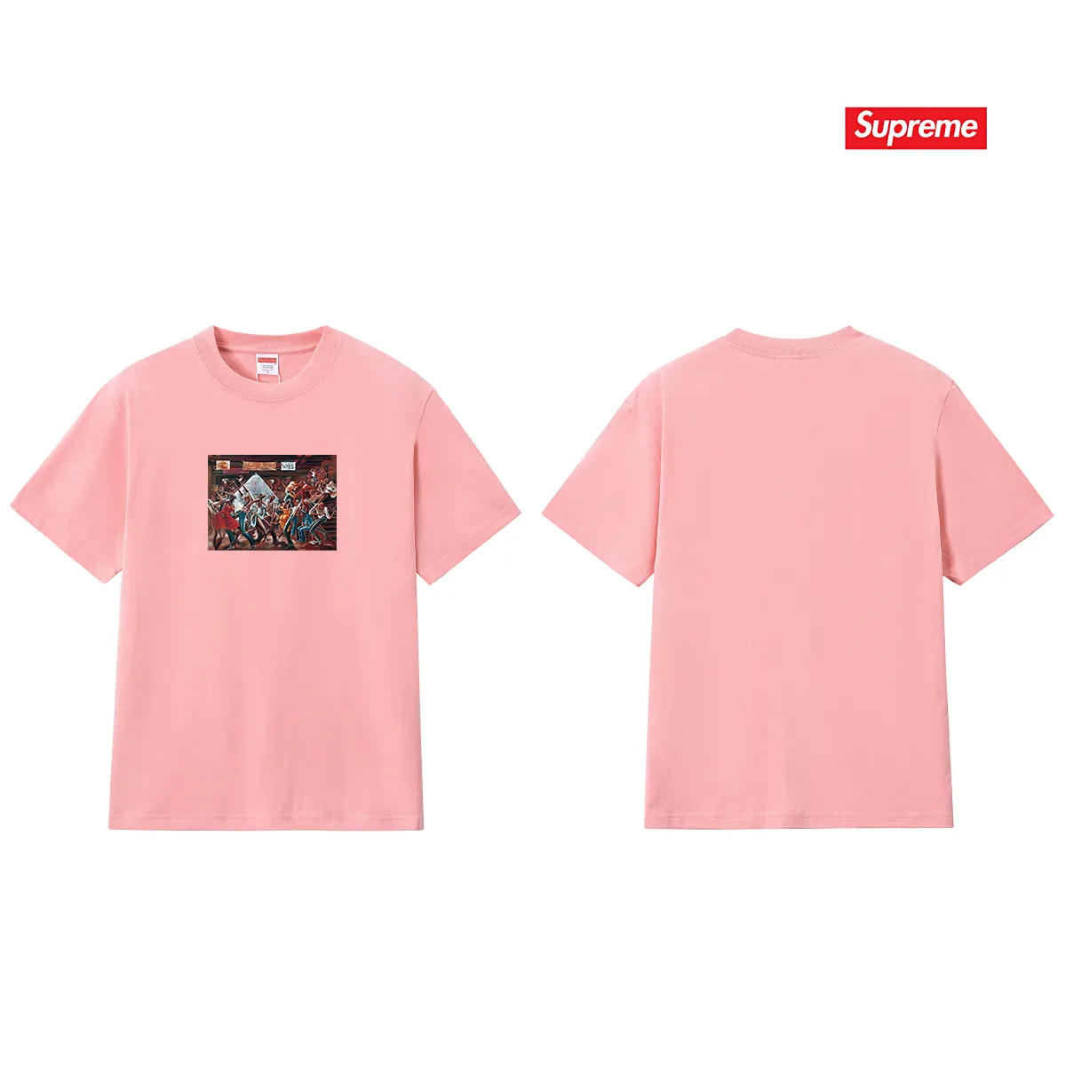 S203 P110💰 Supreme 25SS Ernie Barnes artist oil painting short-sleeved T-shirt loose fit using 260 grams of combed cotton double yarn, all three standards from fabrics to accessories are complete ZP imported Matsui company slurry printing will never crack The whole piece is made of three-needle five-thread technology (neckline-shoulder seam-sleeve seam double line, looks more three-dimensional and textured) consistent with the original version, classic version Feel free to compare zp. The whole piece adopts three-needle five-thread craftsmanship (neckline-shoulder seam-sleeve seam double thread, which looks more three-dimensional and textured). It has the same craftsmanship as the original original, classic version. Color: black, white, light gray, pink, navy. Size: S M L XL XXL