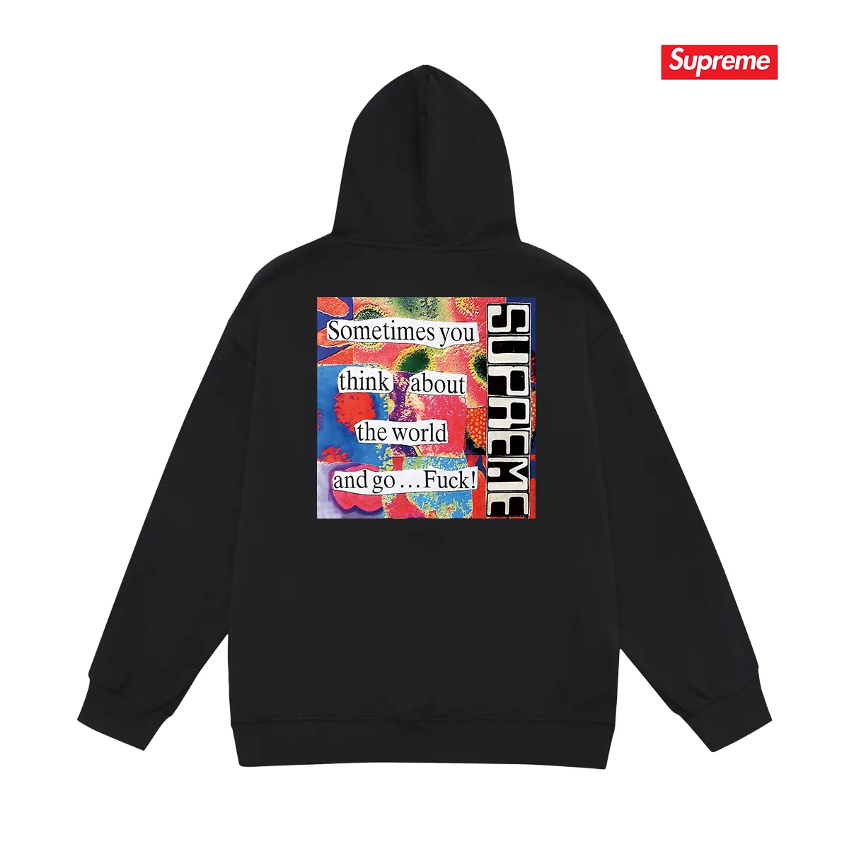 Style No. S2070 #terry P160💰 Velvet P170💰 Balenciaga co-branded supreme printed hooded sweatshirt Made of 400g large terry 430g silver fox velvet (off-shoulder large version) fabric, soft and non-pilling, imported environmentally friendly printing glue, bright and three-dimensional pattern, quality 💥Same style for men and women. The upper body is trendy. Color: black white gray Size: S M L XL XXL